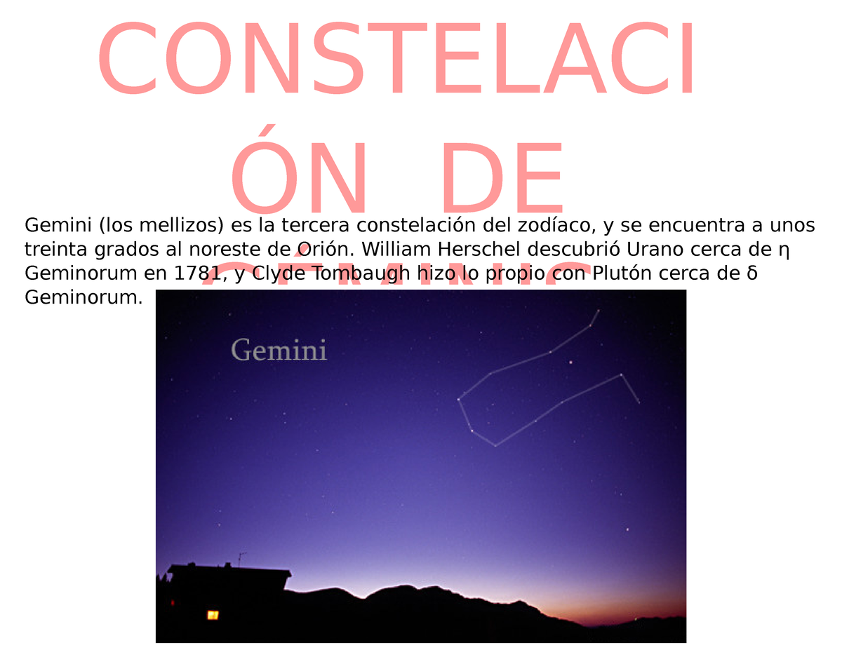 Constelacion De Geminis - CONSTELACI ÓN DE GÉMINIS Gemini (los Mellizos ...