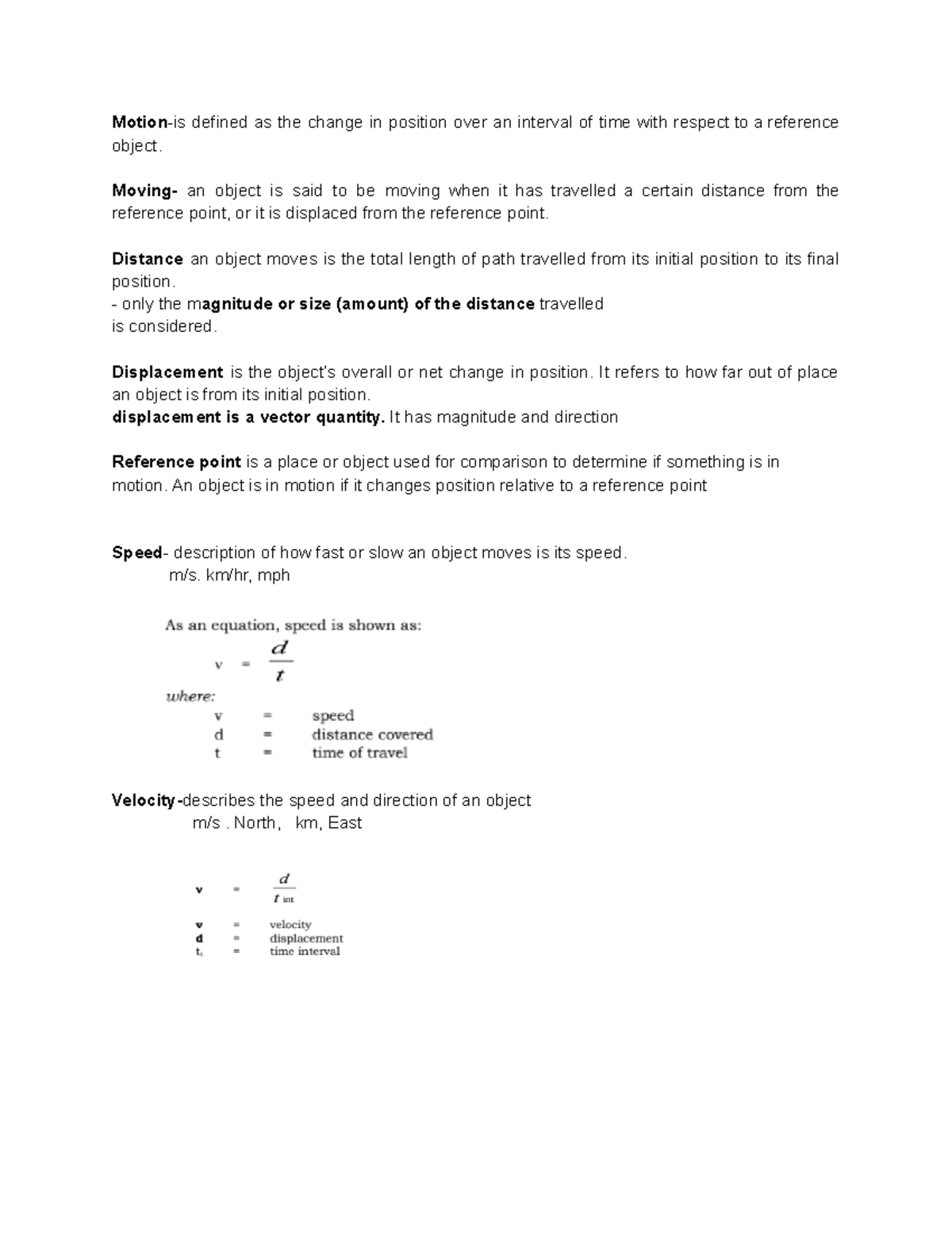 Reviwer - Motion-is defined as the change in position over an interval ...