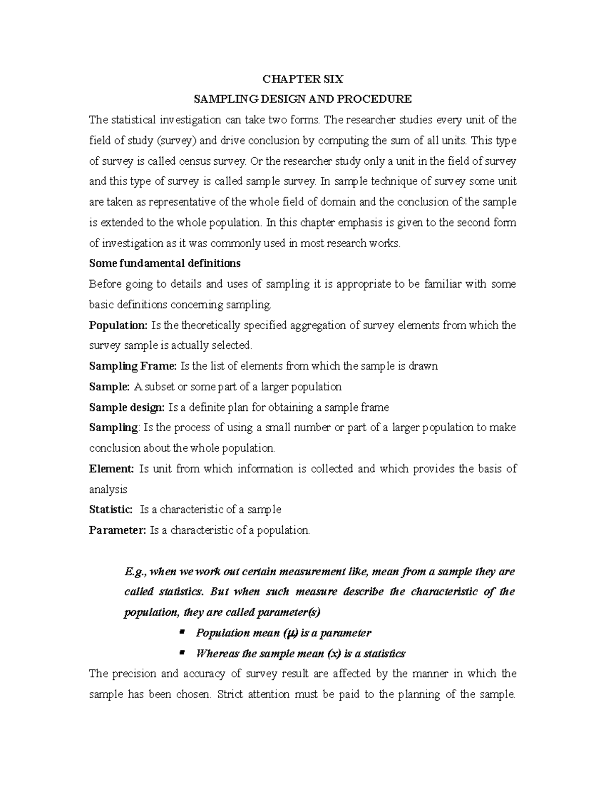 chapter 6 research methods sampling