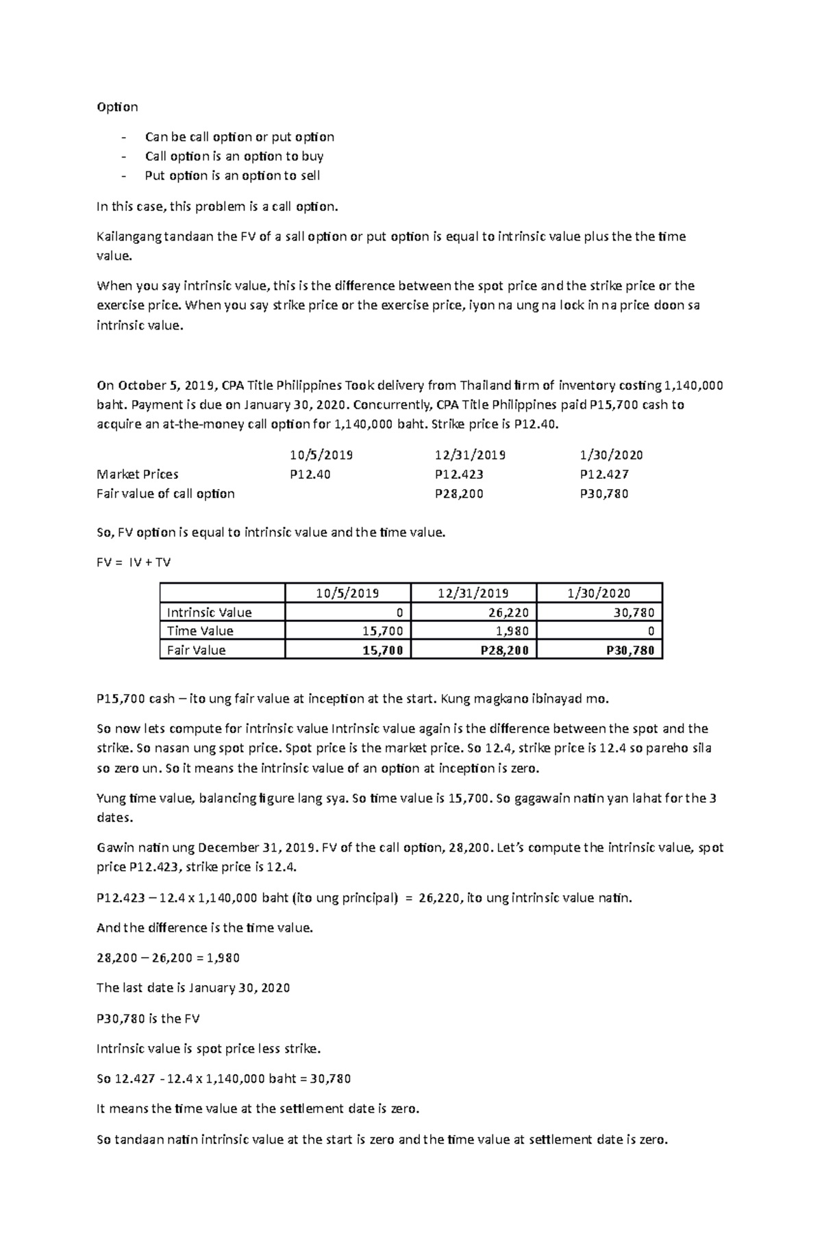 Derivates-NOTE - derivatives notes basis - Option - Can be call option ...