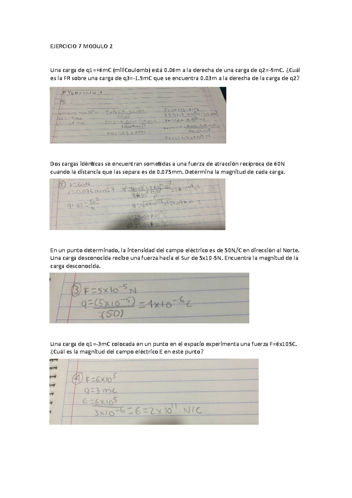 Ejercicio 7 Módulo 2 Ejercicio 7 Modulo 2 Una Carga De Q1 6mc