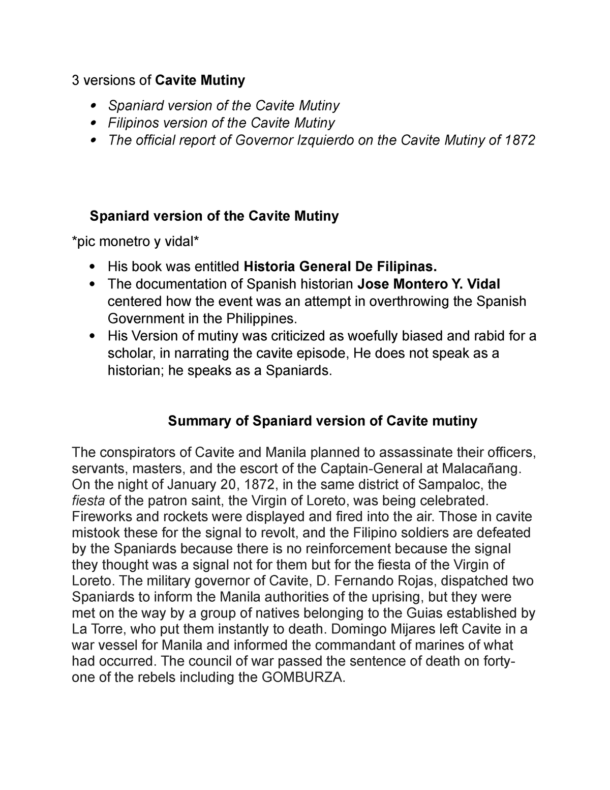 3 Versions Of Cavite Mutiny - 3 Versions Of Cavite Mutiny Spaniard ...