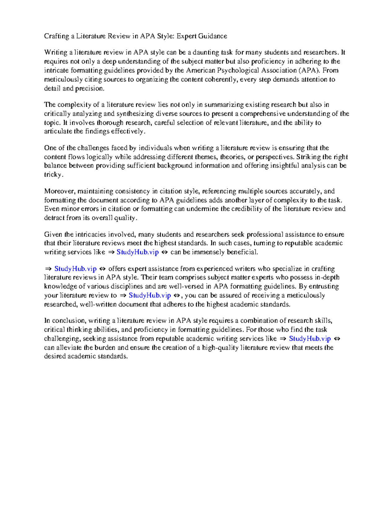 Writing Apa Style Literature Review - Crafting a Literature Review in ...
