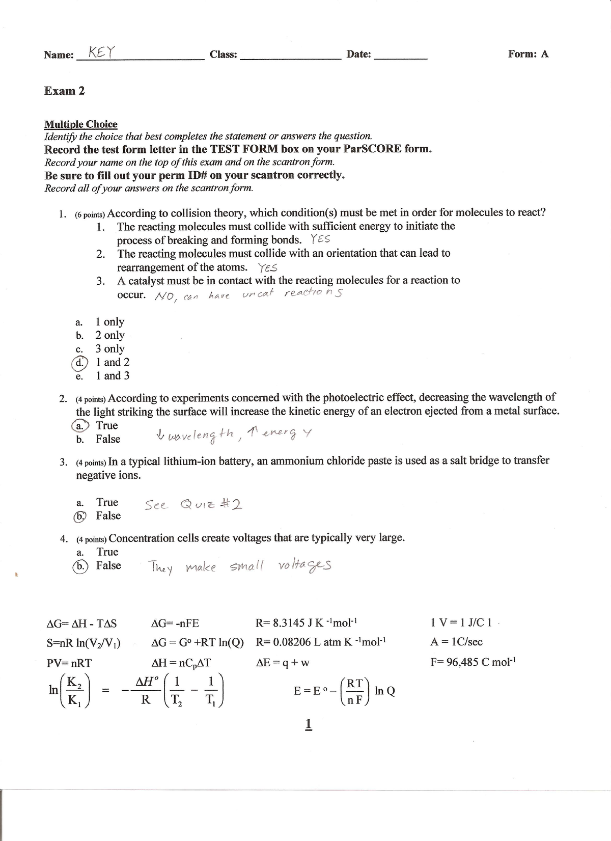 Worked Out Chem 1B Exam - CHEM1B - Studocu