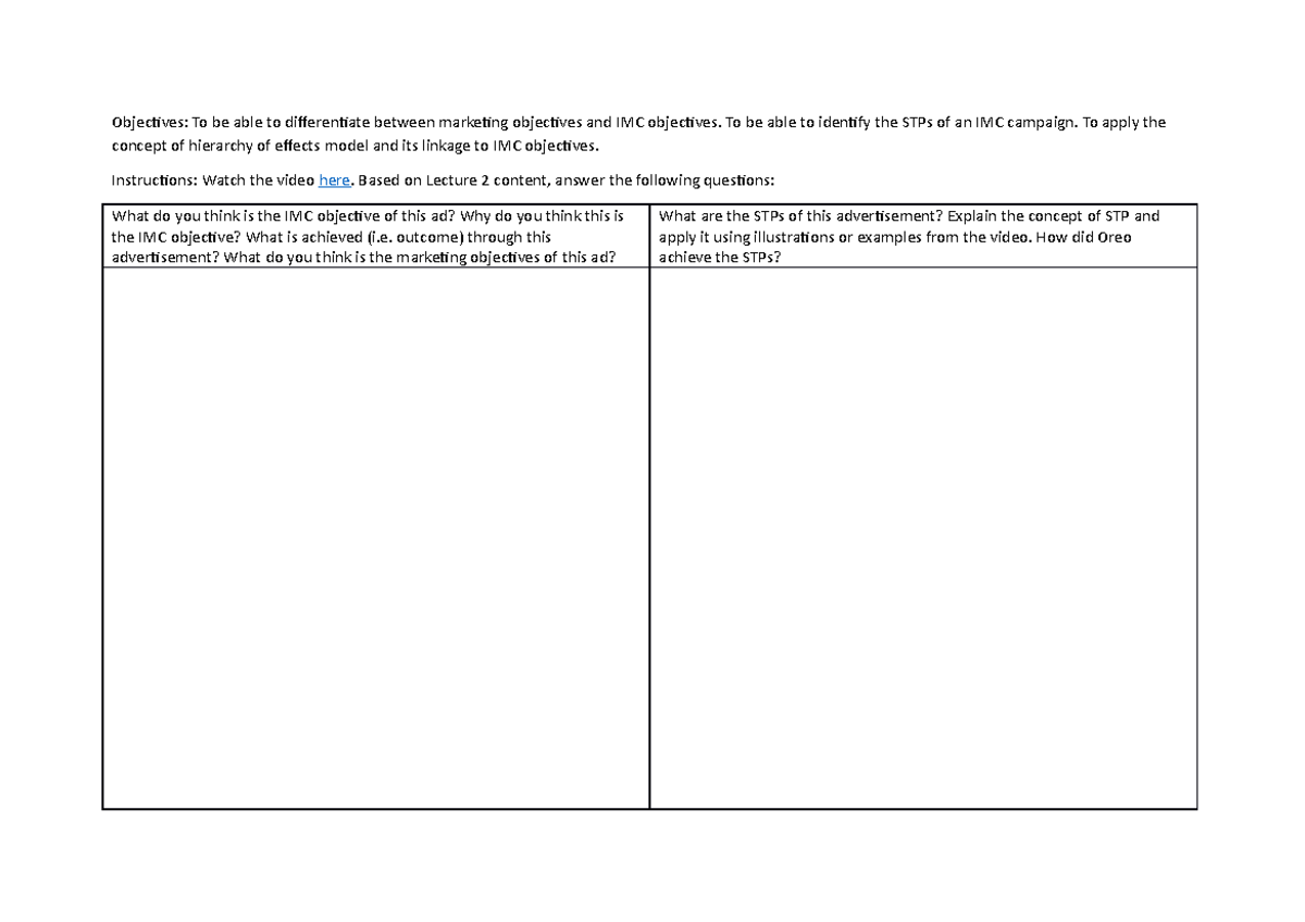 Tutorial 2 Exercise - Objectives: To be able to differentiate between ...