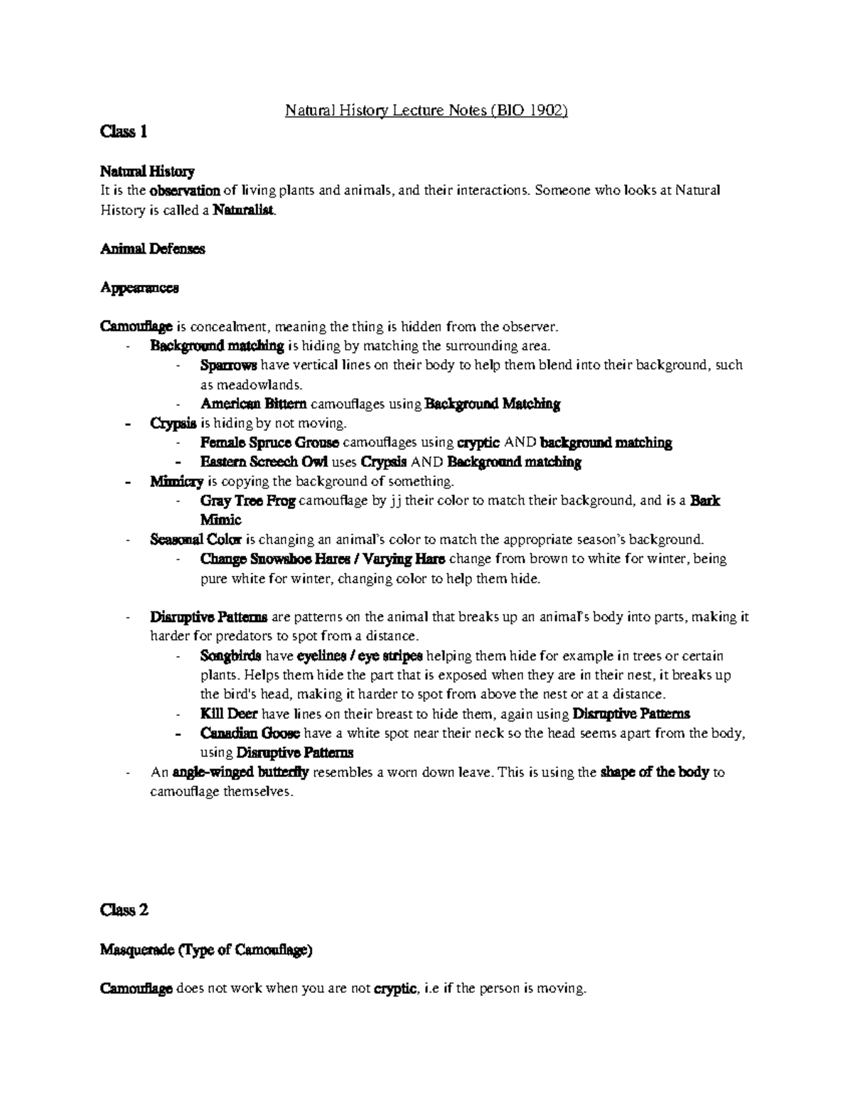 Natural History Lecture Notes - Someone who looks at Natural History is ...