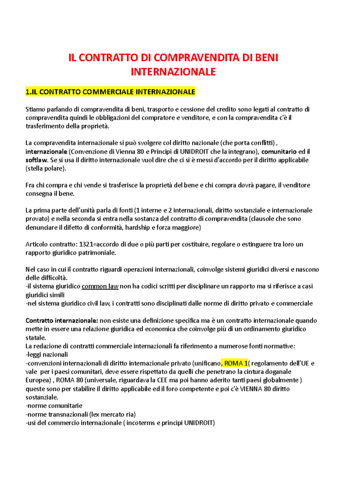 IL Contratto DI Compravendita Internazionale scuola superiore piovene ...