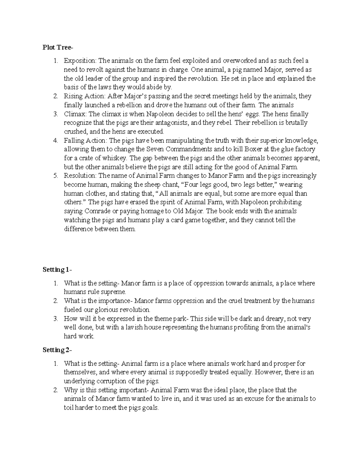 Lit Circle Theme Park Planning Doc copy - Plot Tree- 1. Exposition: The ...