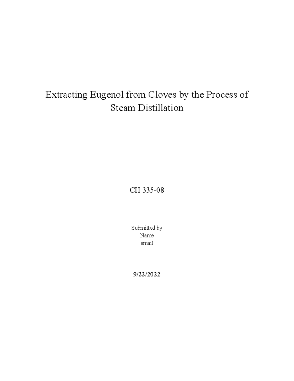 Steam Distillation Extracting Eugenol from Cloves4 Extracting