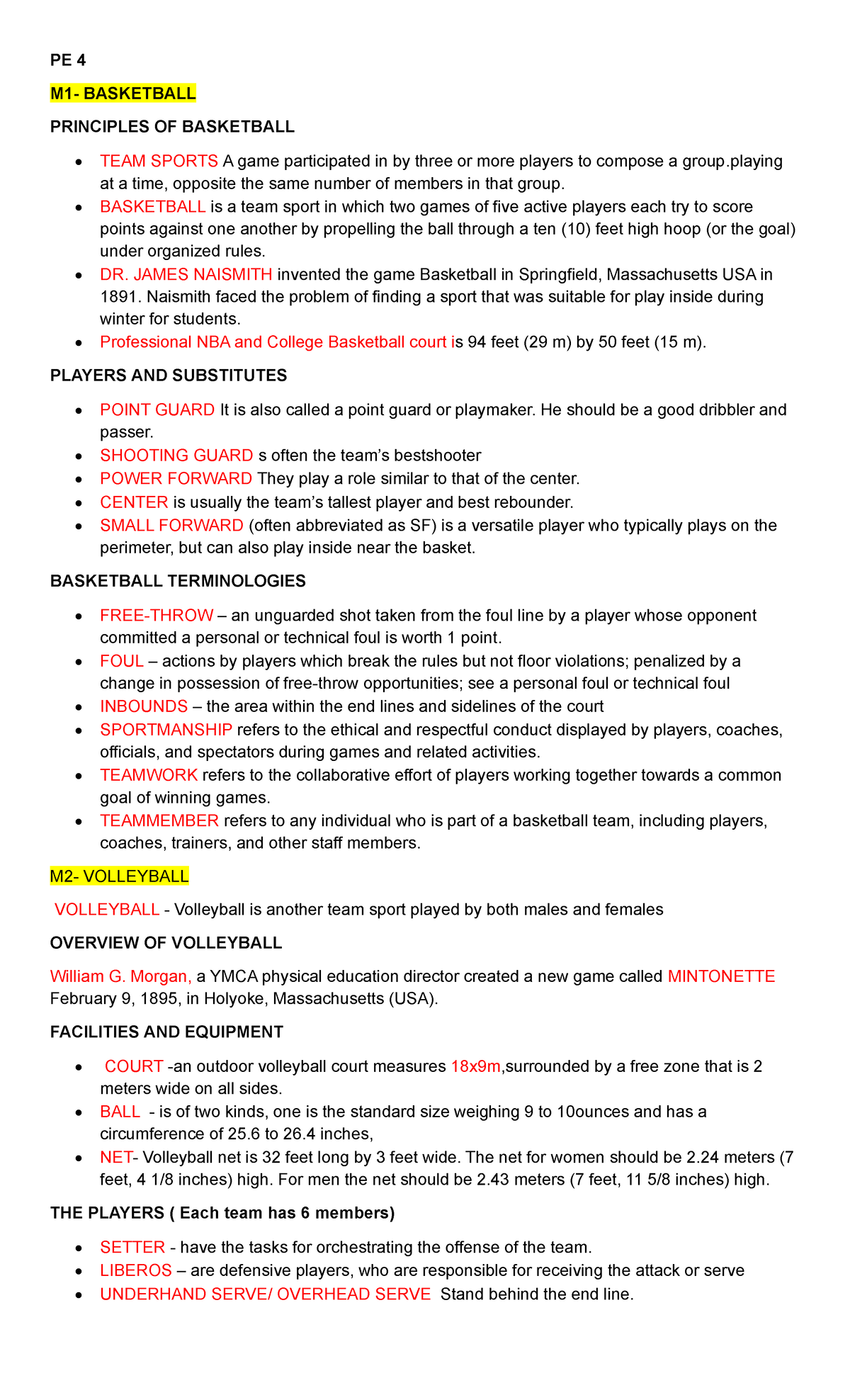 PE4 PE 4 M1 BASKETBALL PRINCIPLES OF BASKETBALL TEAM SPORTS A game