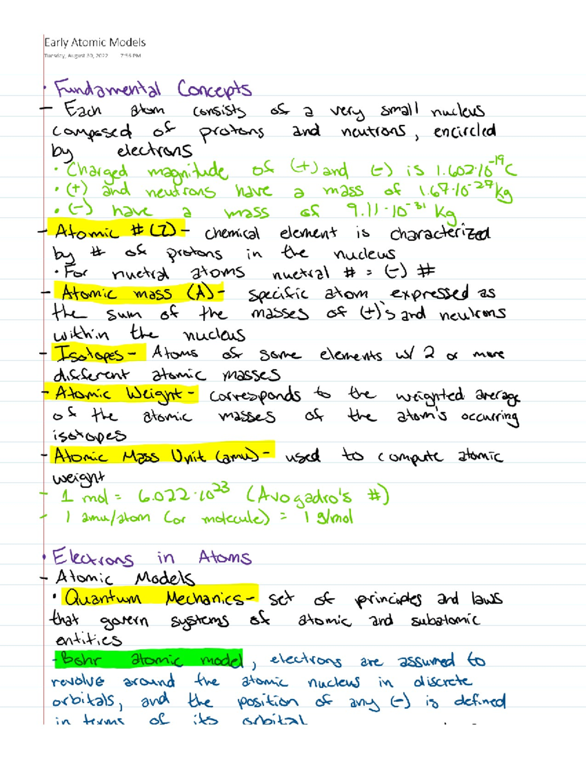 Matieral Science 1 - Notes on the first week of class. More in-depth ...
