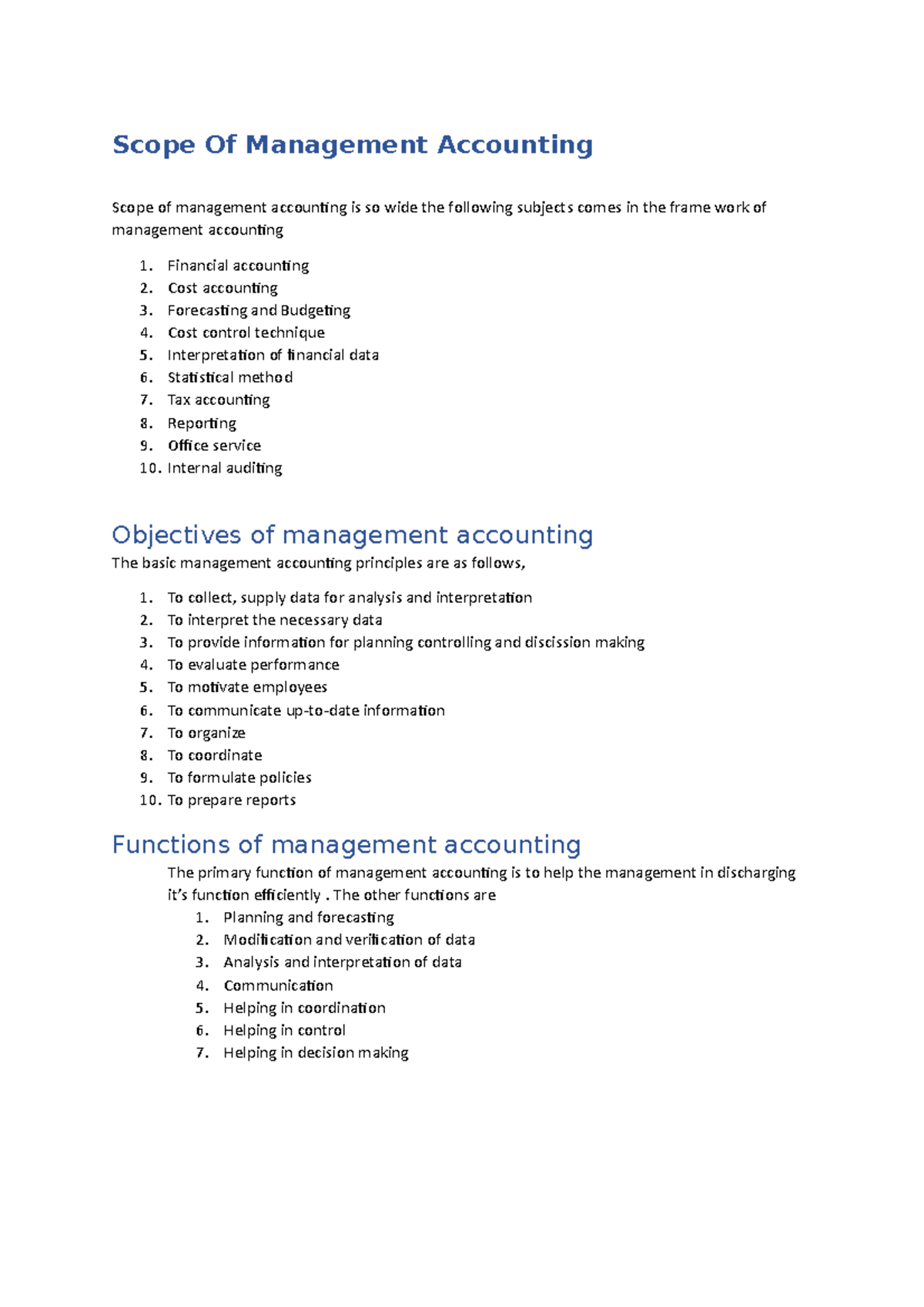 Document Study theory notes first chapter MANAGEMENT ACCOUNTING
