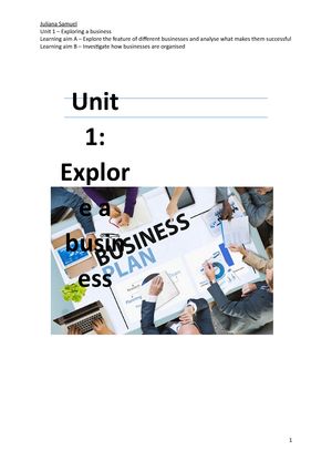 Unit 1 - Exploring Business - Assignment 2 - First Submission The ...