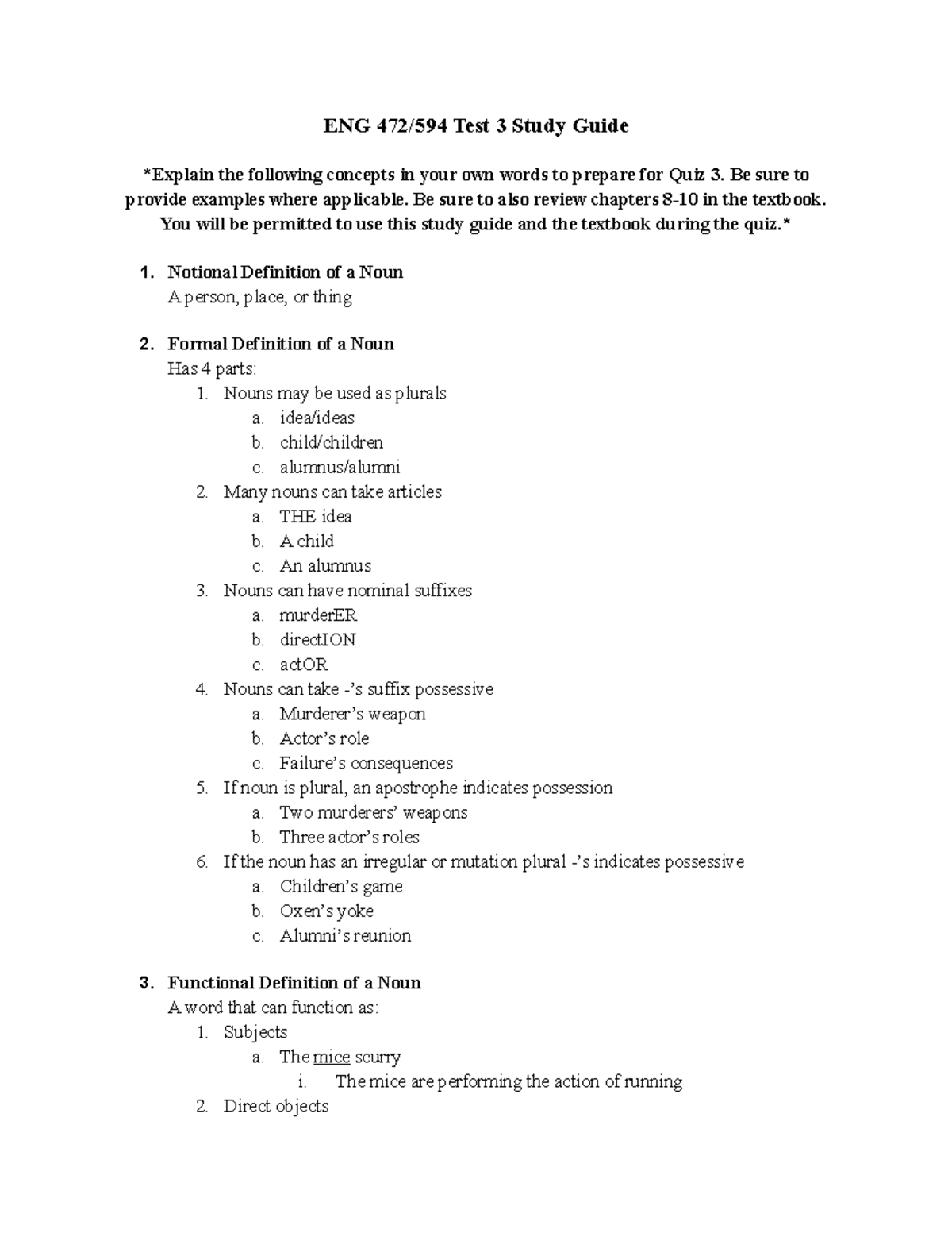Test 3 Study Guide - ENG 472/594 Test 3 Study Guide Explain the ...