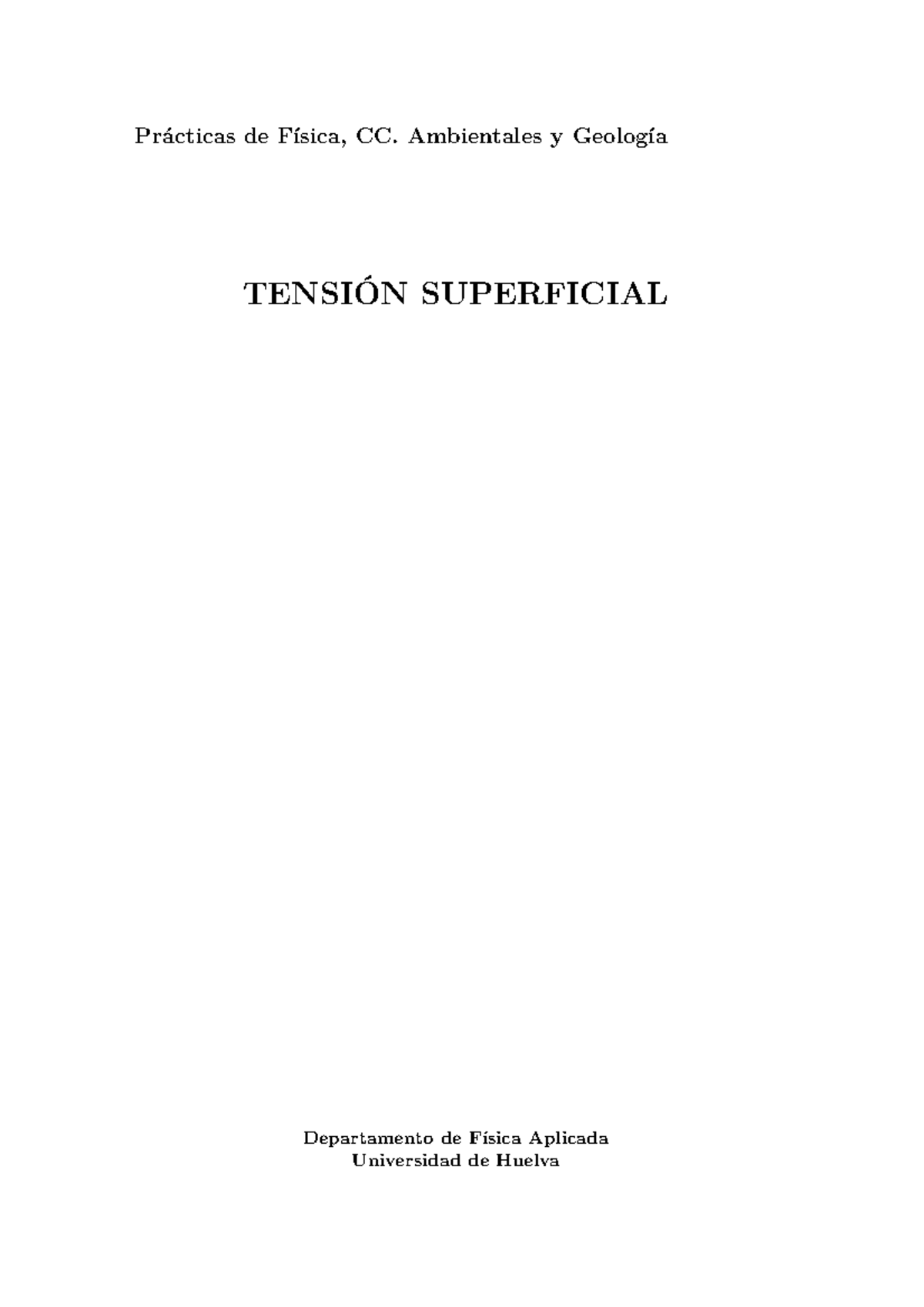 Tension - Tensión Superficial. - Prácticas De Física, CC. Ambientales Y ...