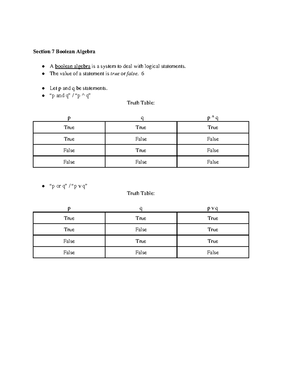 Discrete Structures Section 7 - Section 7 Boolean Algebra A Boolean ...