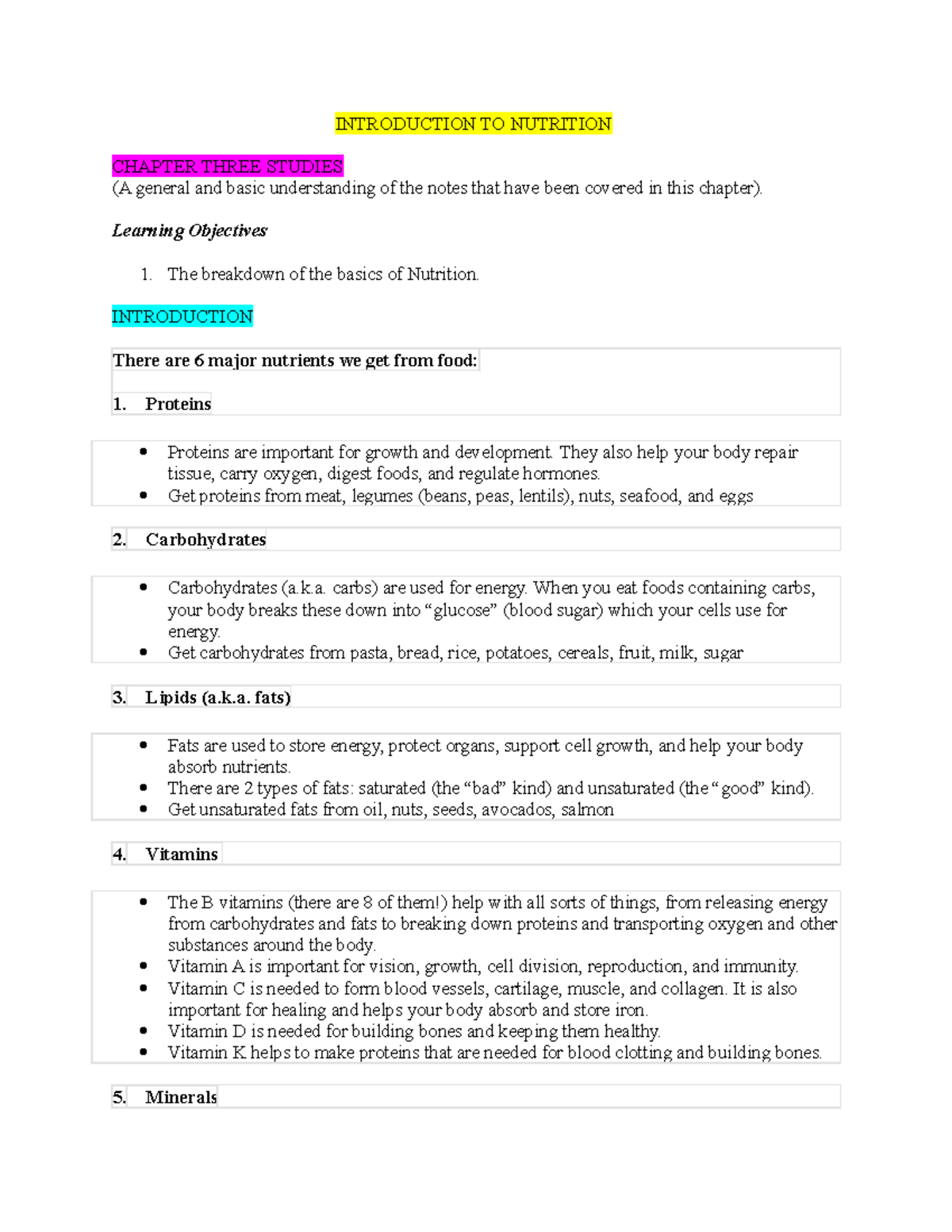 Chapter Three Nutrition Studies - INTRODUCTION TO NUTRITION CHAPTER ...