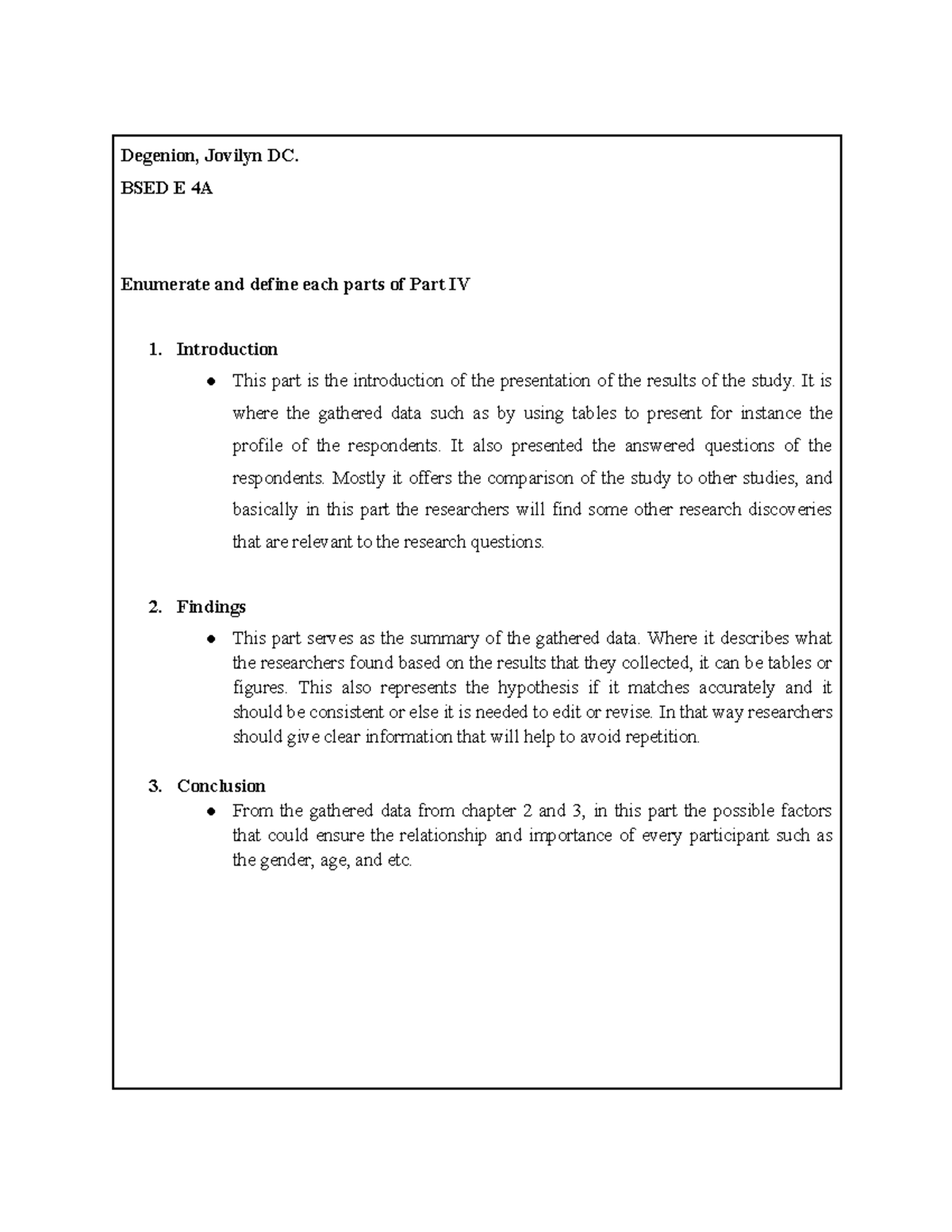 Enumerate and define - Resume or CV - Degenion, Jovilyn DC. BSED E 4A ...