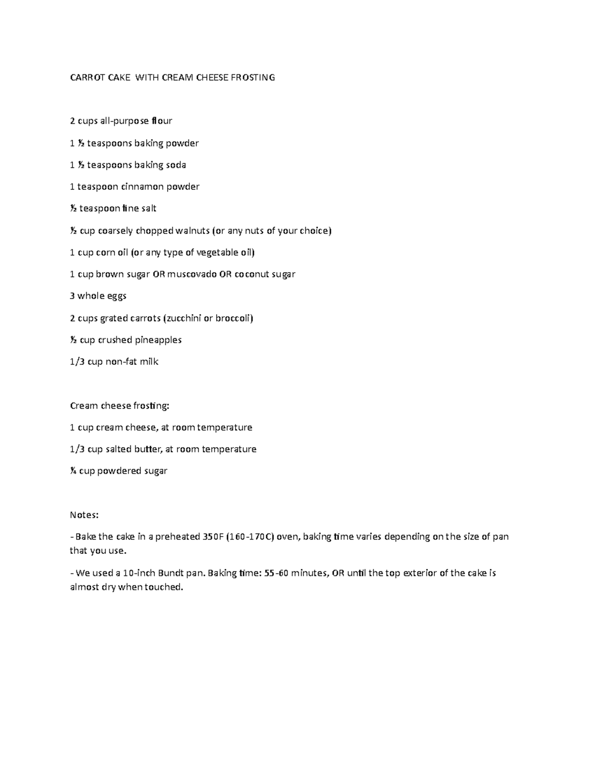 Carrot CAKE WITH Cream Cheese Frosting CARROT CAKE WITH CREAM CHEESE