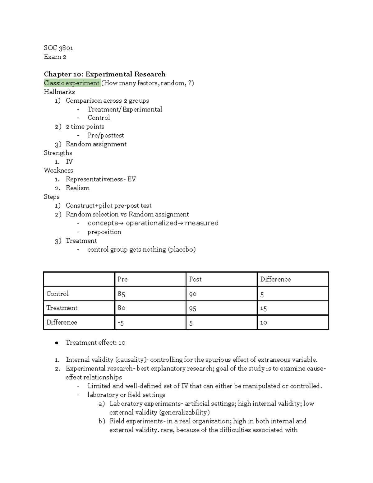 SOC 3801 notes EXAM 2 - NOTE FOR EXAM2 - SOC 3801 Exam 2 Chapter 10 ...