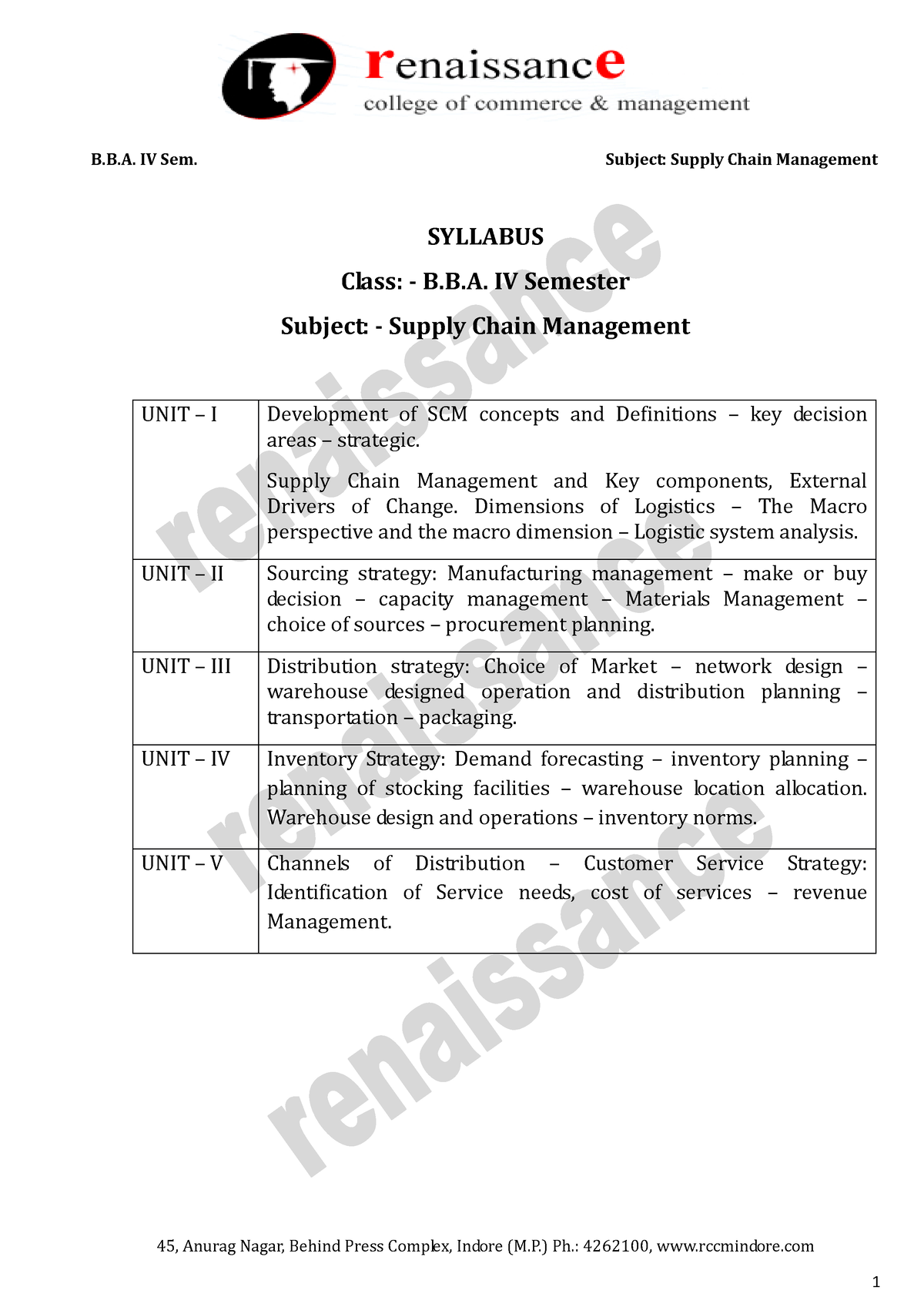 Supply-Chain-Management BBA Notes - 45, Anurag Nagar, Behind Press ...