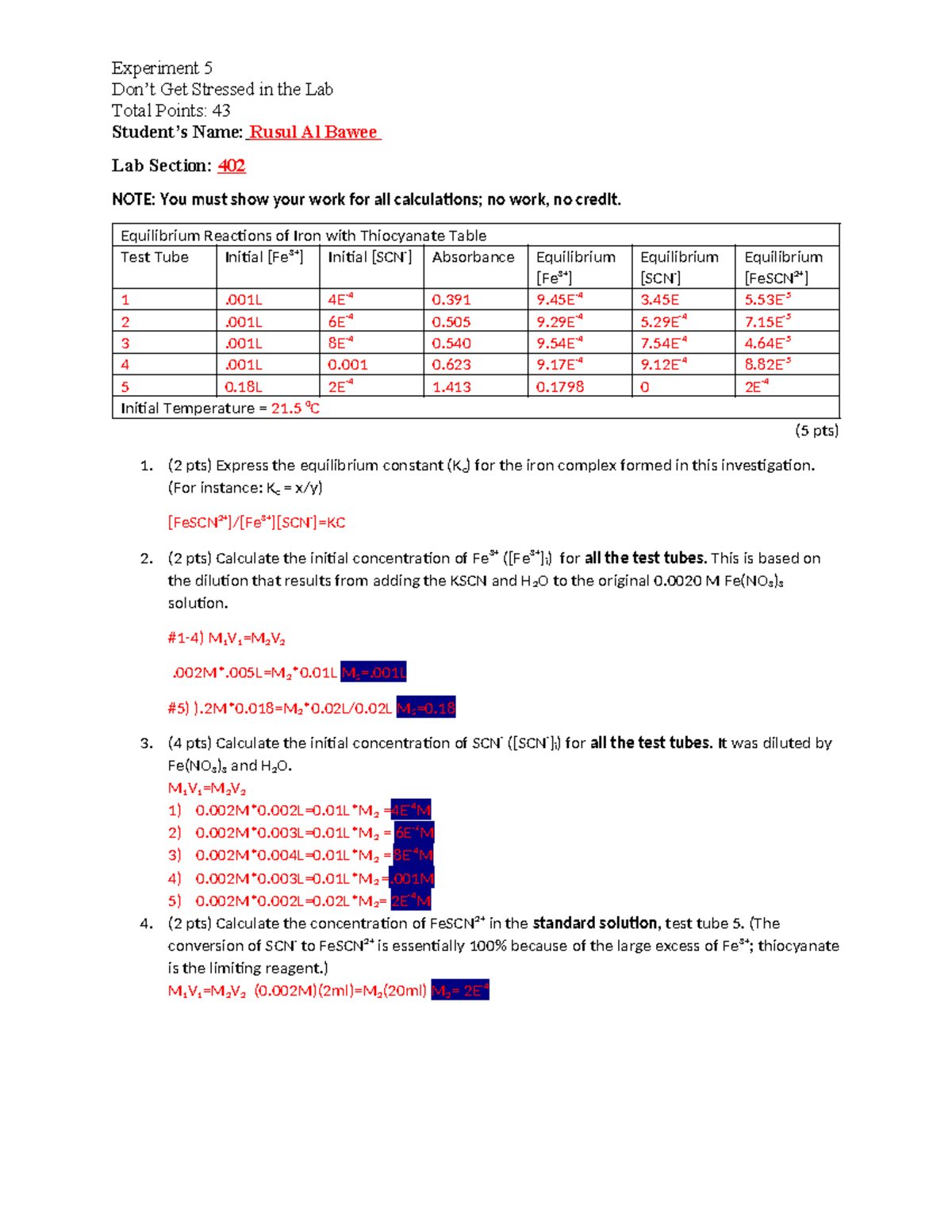 CHEM 110L - Experiment 5 Don't Get Stressed - Experiment 5 Don’t Get ...