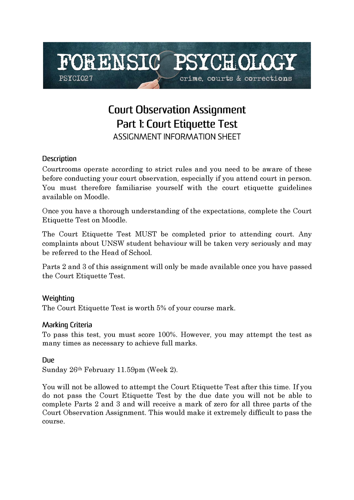 court observation assignment