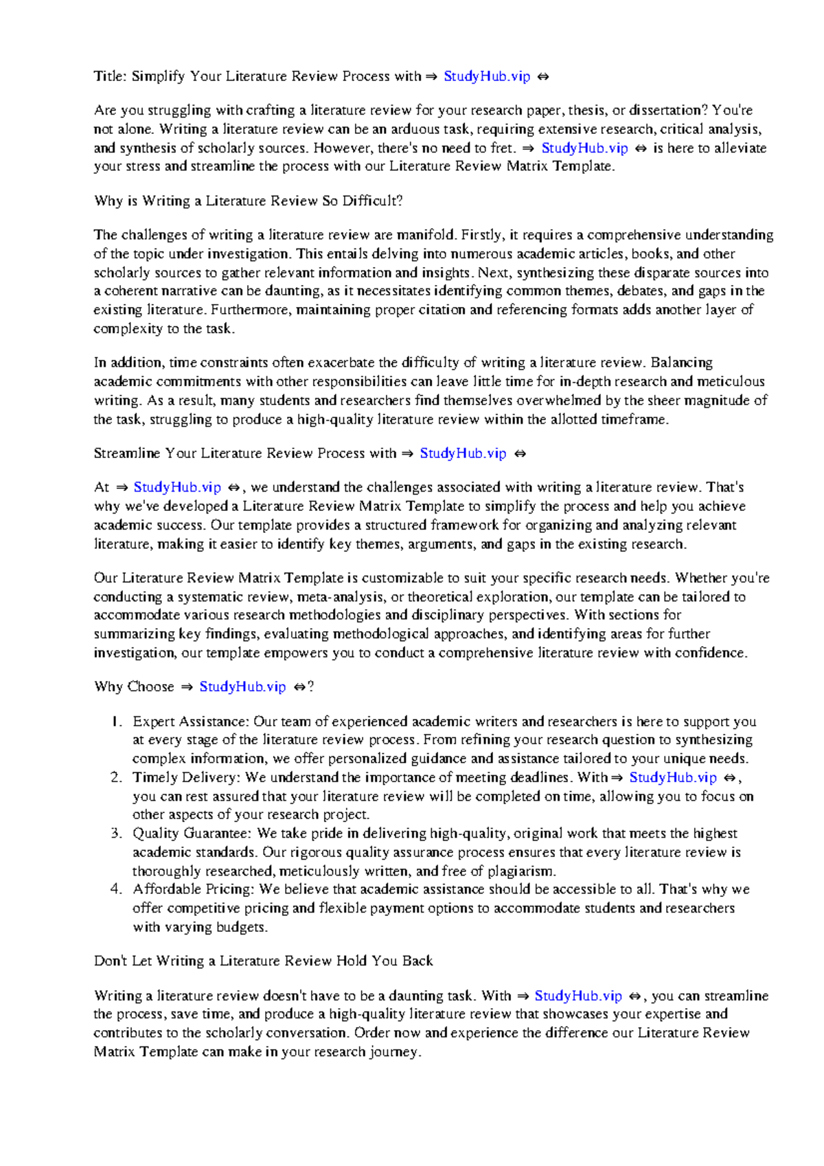 Literature Review Matrix Template - Title: Simplify Your Literature ...