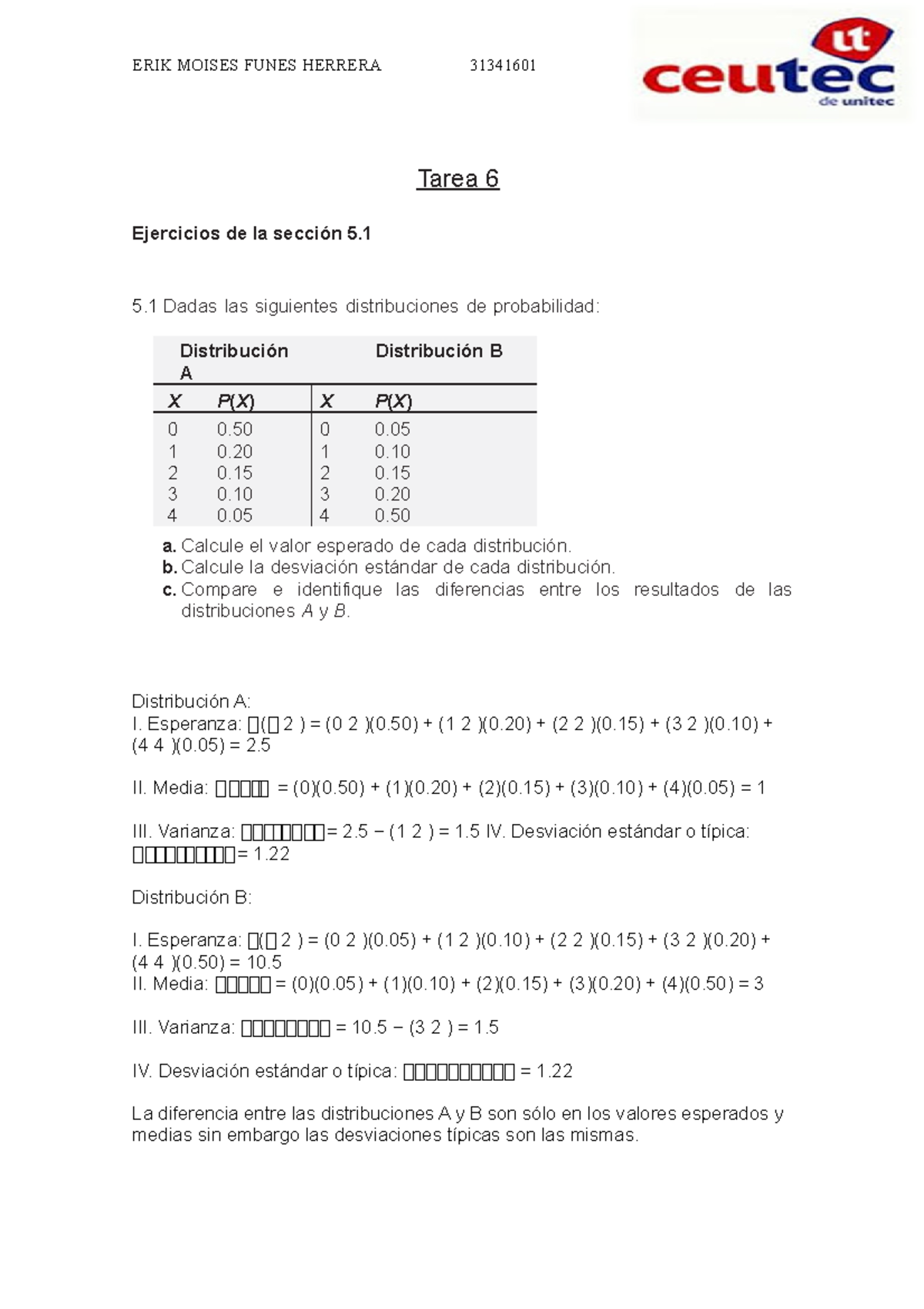 Tarea 6 Varianza 31341601 - Tarea 6 Ejercicios De La Sección 5. 5 Dadas ...