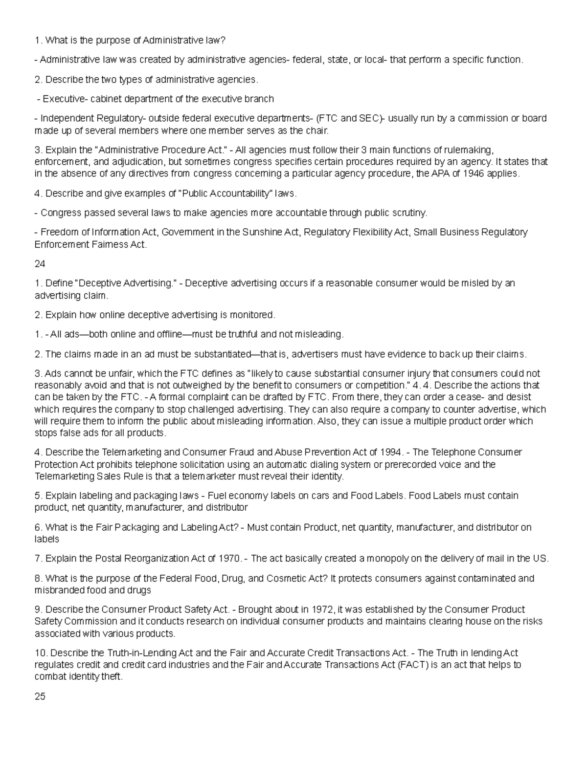 D216 Study Guide What is the purpose of Administrative law