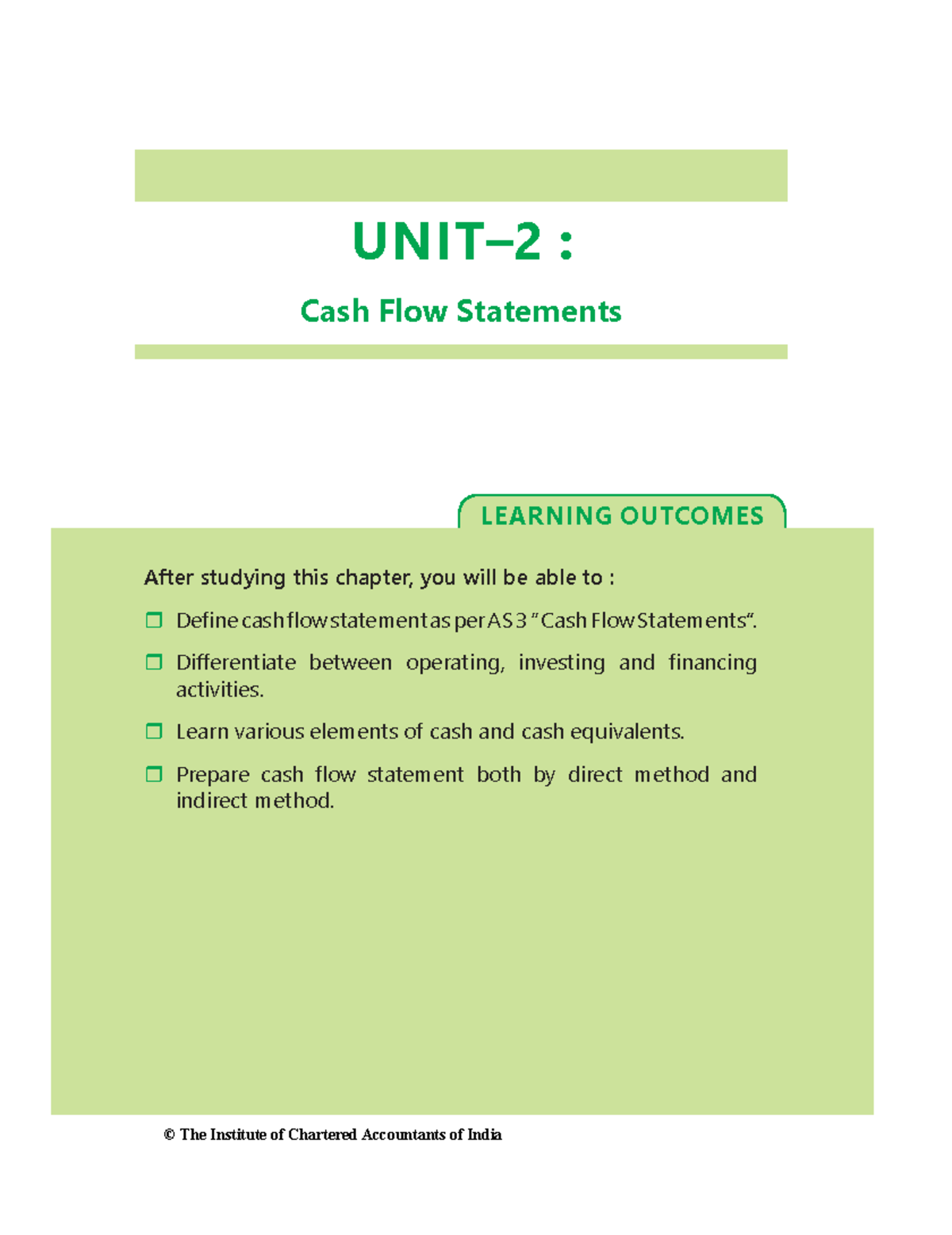 Unit 2 Cash Flow Statement - LEARNING OUTCOMES After Studying This ...