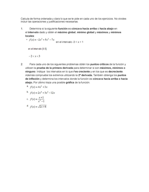 Evidencia 3 Cálculo Diferencial - Calculen De Forma Ordenada Y Clara Lo ...