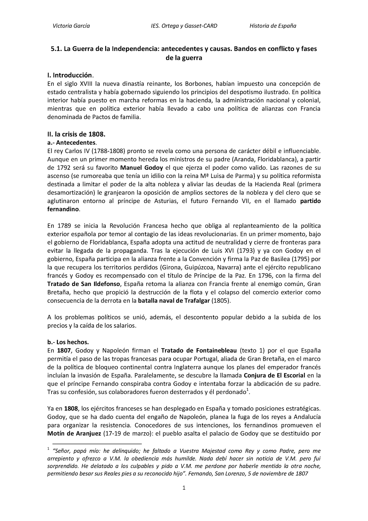 5 1 La Guerra De La Independencia Antecedentes Y Causas Bandos En