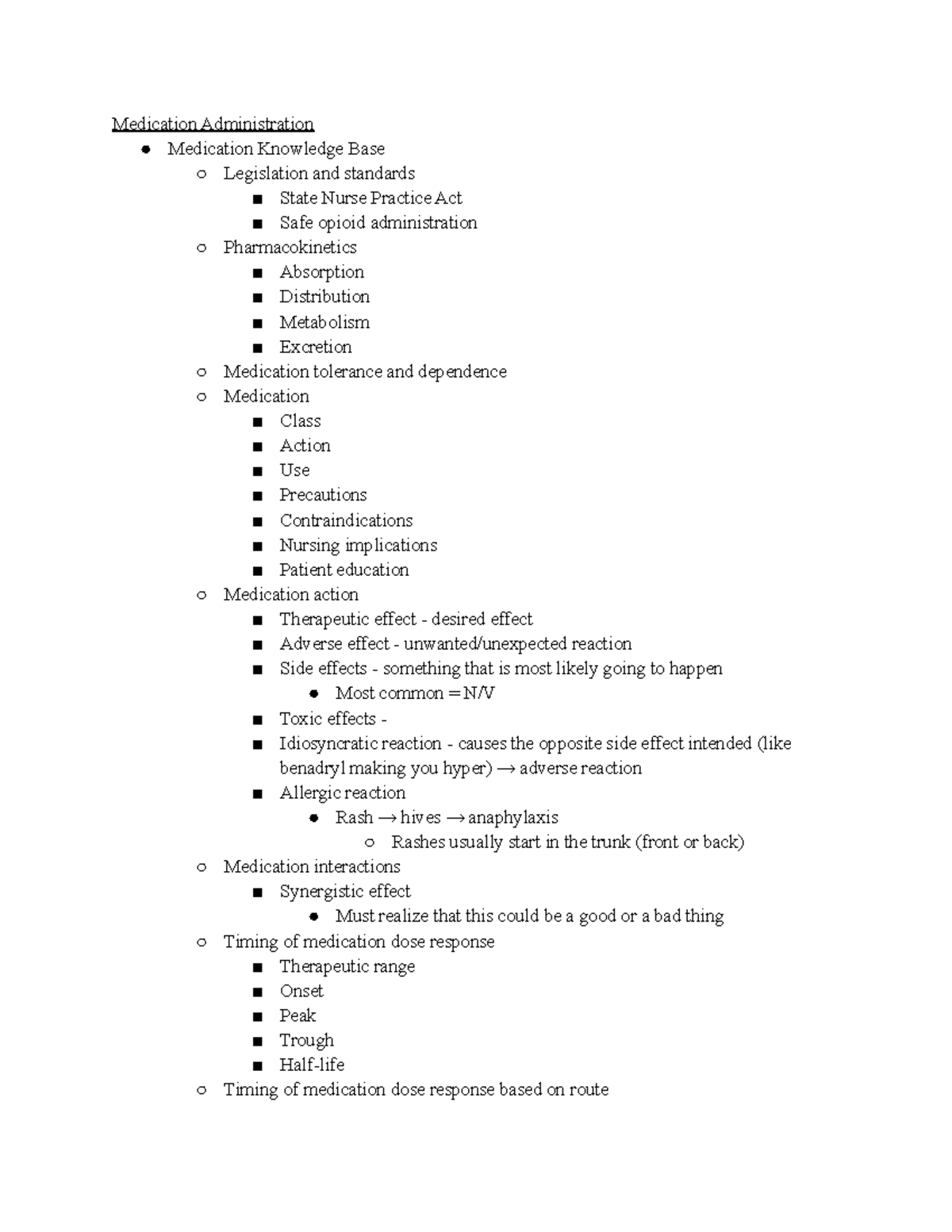 Week 5 Medication Administration Medication Administration Medication