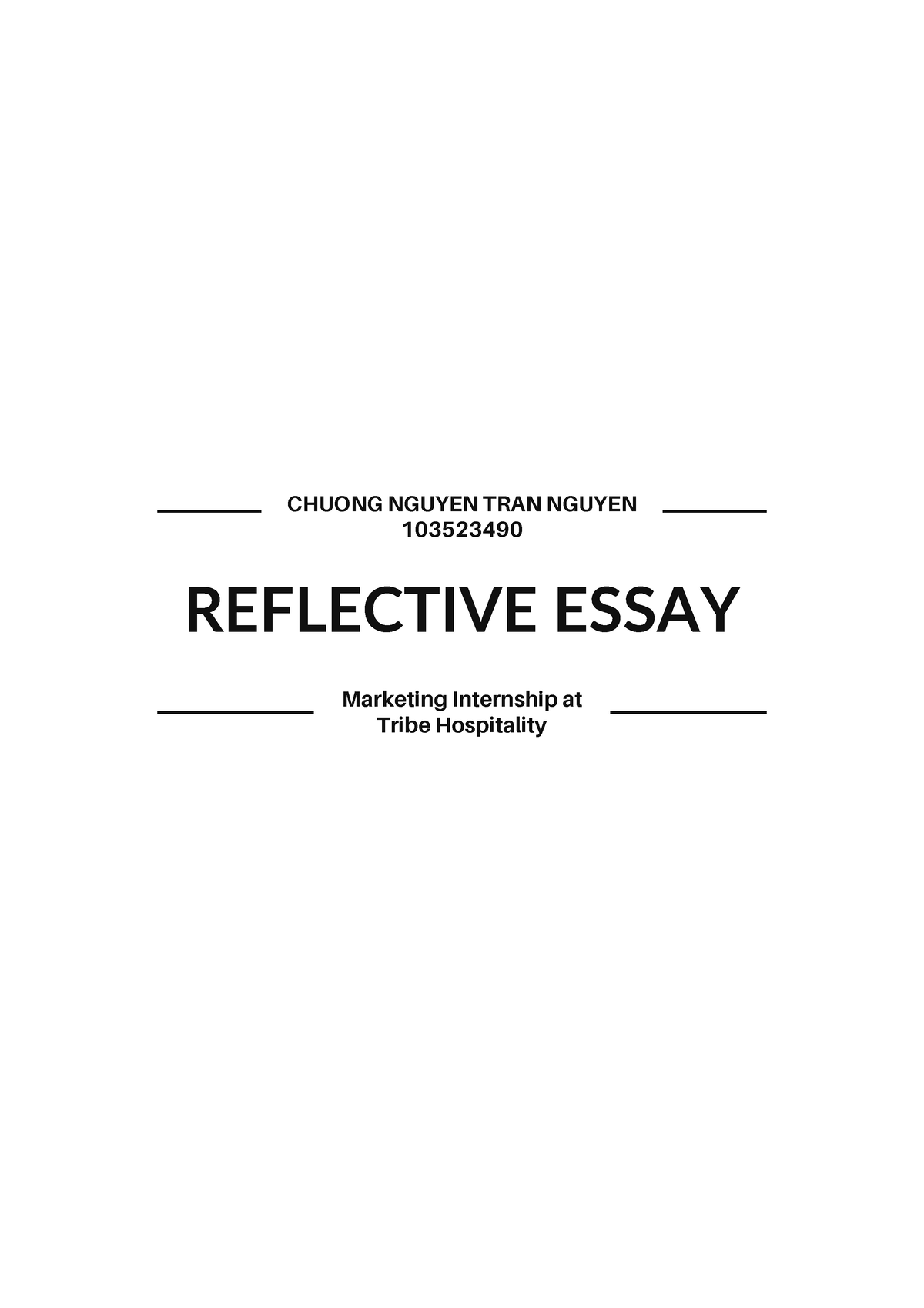 reflective essay for internship