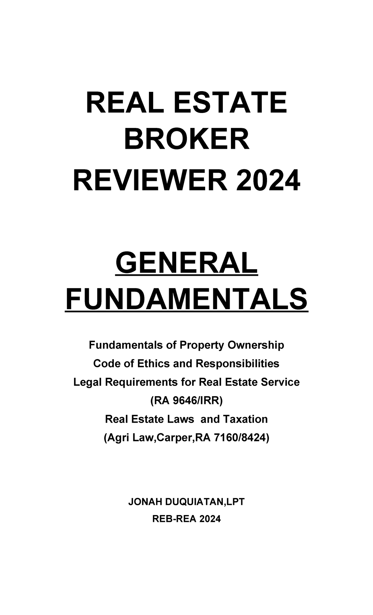 Cover PAGE BS REM BS Real Estate Management REAL ESTATE BROKER
