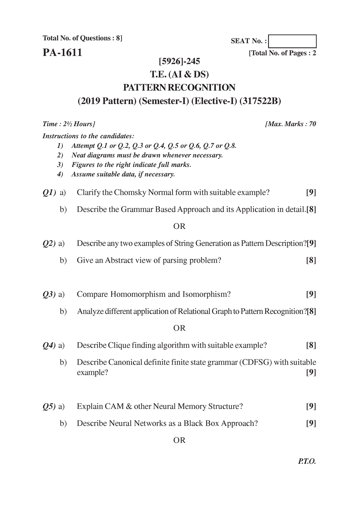 PR SPPU - Total No. Of Questions : 8] [5926]- T. (AI & DS) PATTERN ...