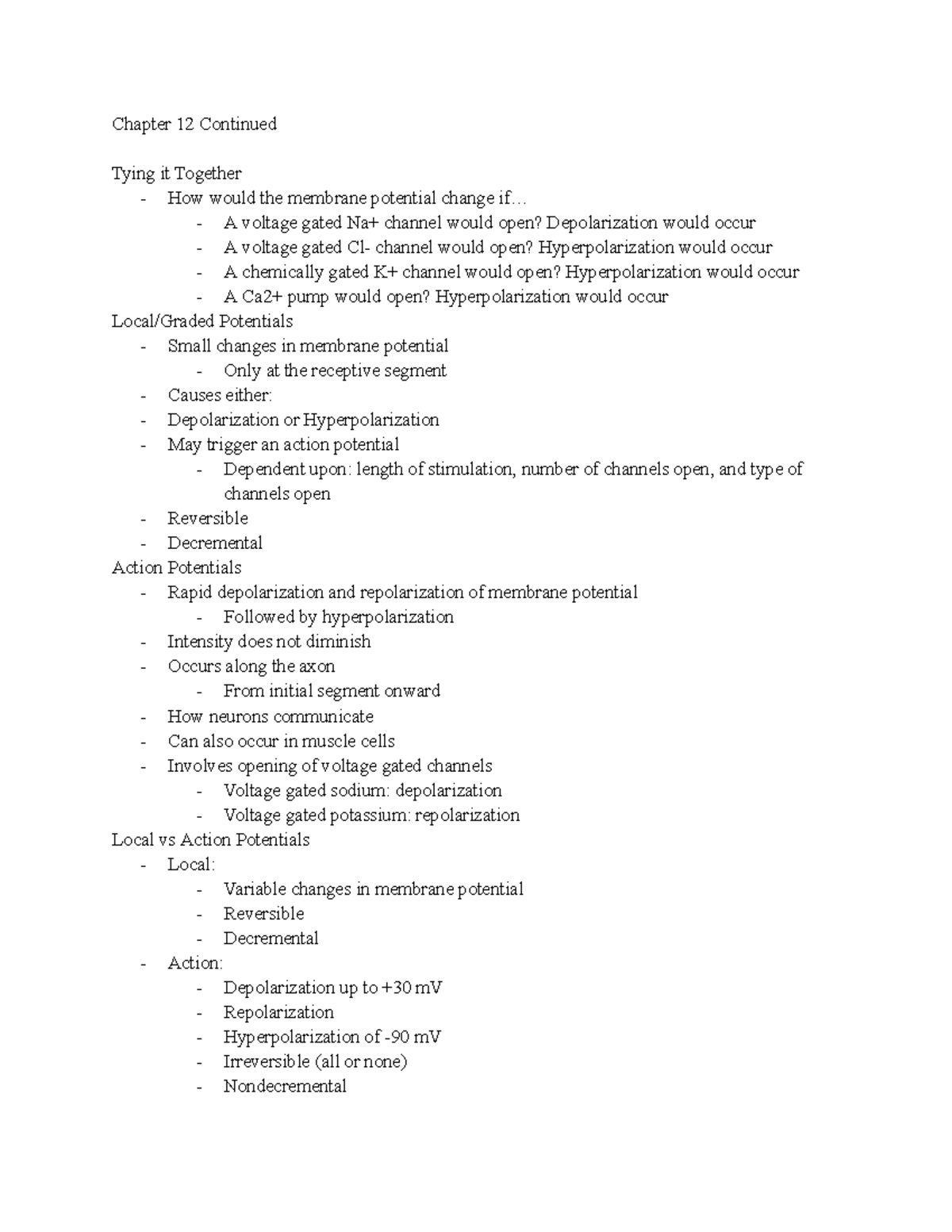 HSCI 101 Chapter 12 Notes Continued - Chapter 12 Continued Tying it ...