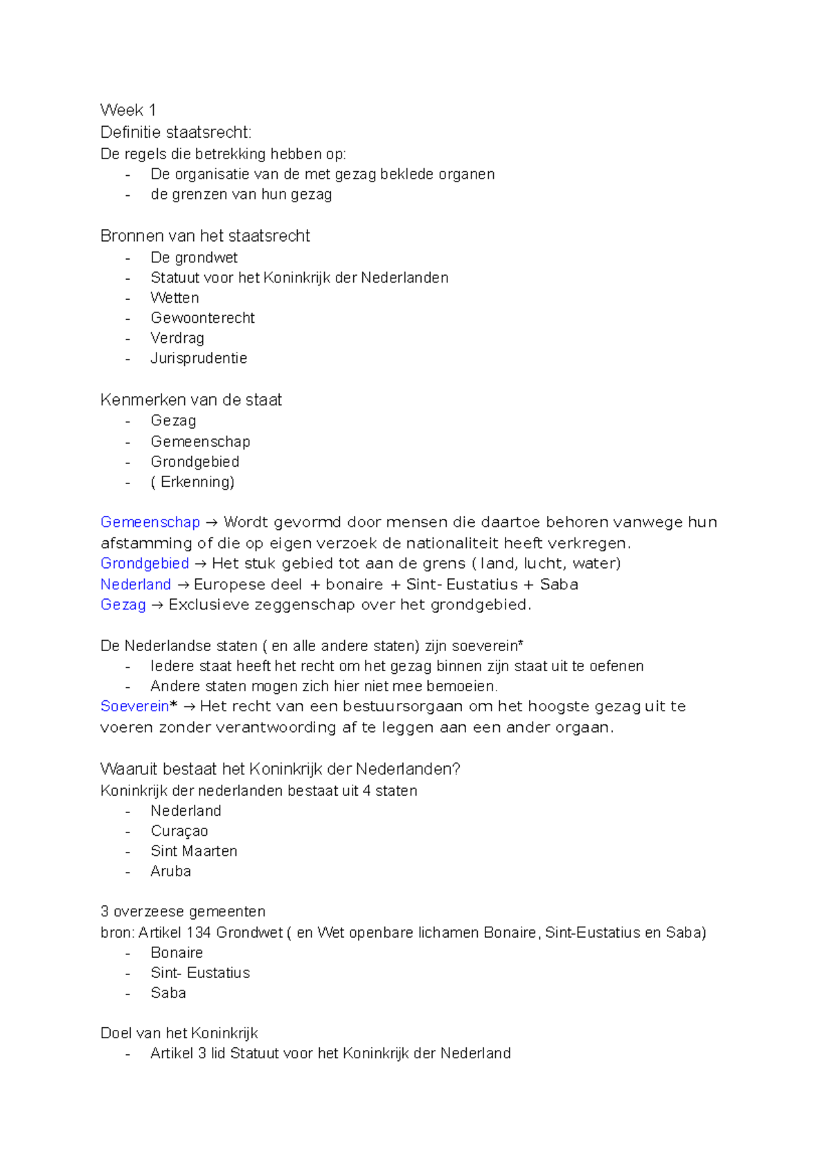 Staatsrecht Sv - Week 1 Definitie Staatsrecht: De Regels Die Betrekking ...