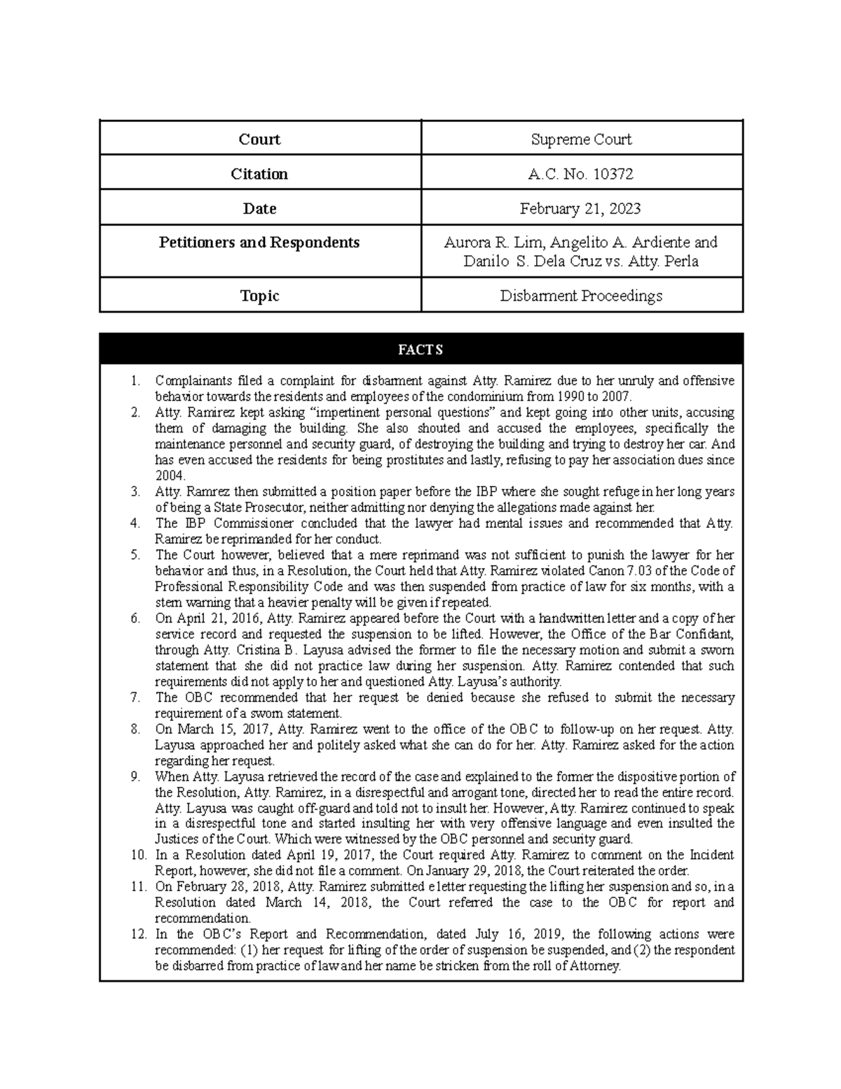 Ladim Ardiente and Danilo vs Ramirez - Court Supreme Court Citation A ...