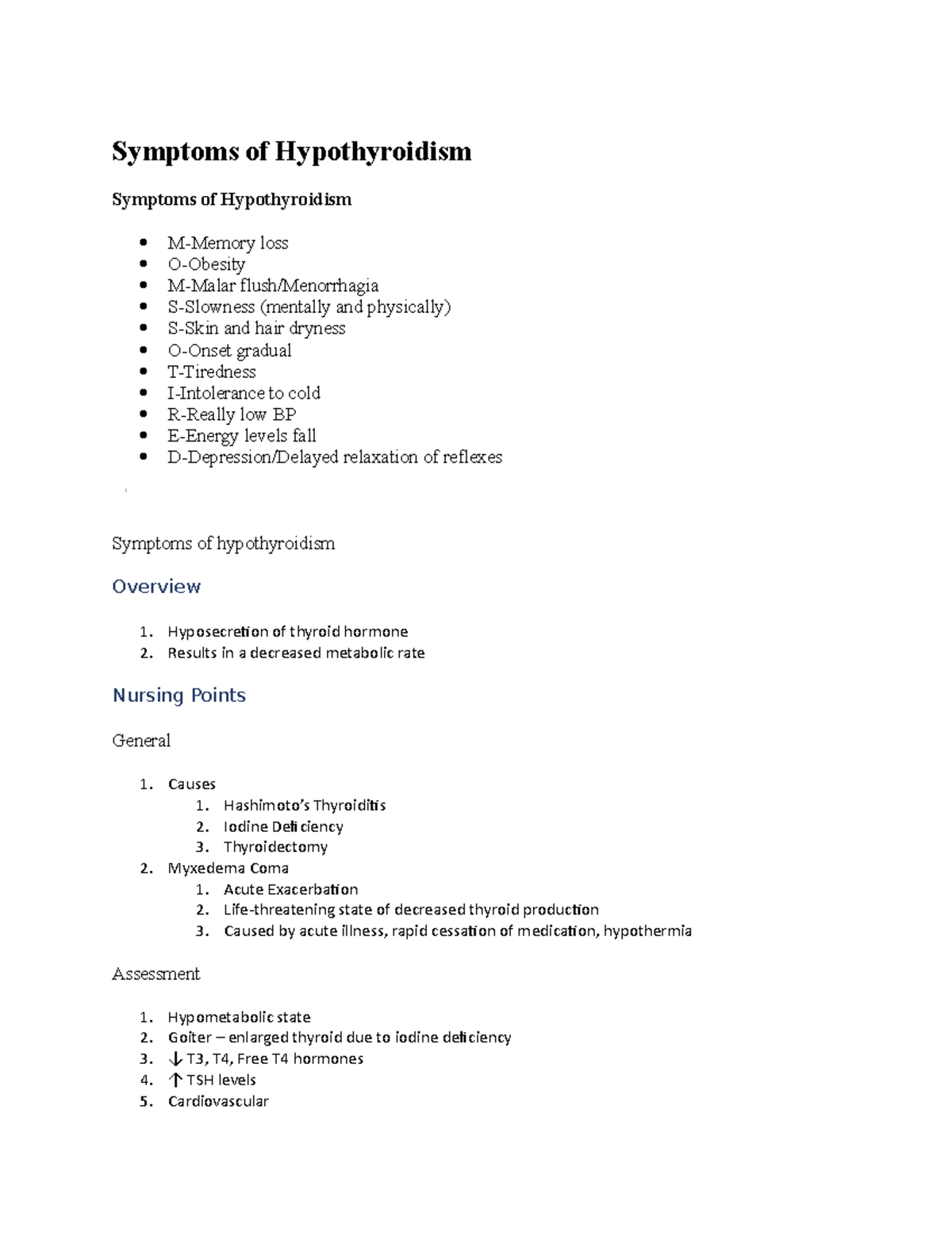 hypothyroidism thesis work