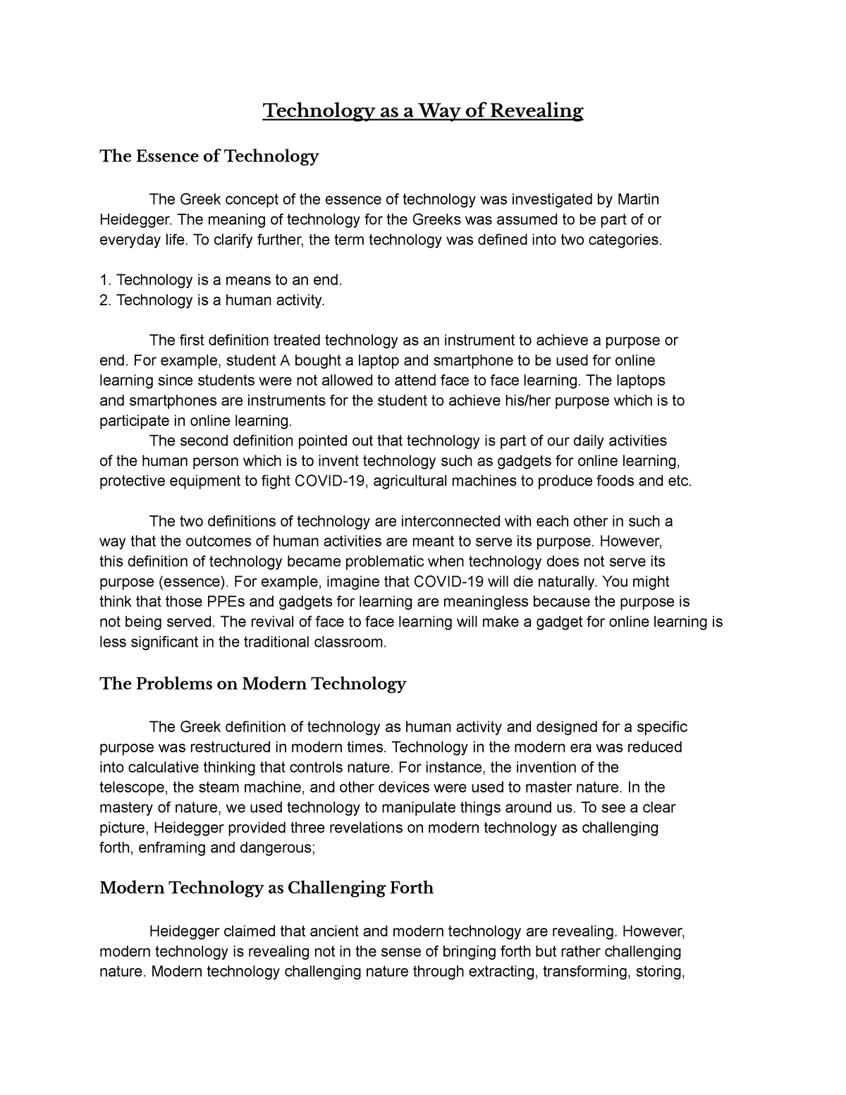 Untitled document - sts - Technology as a Way of Revealing The Essence ...