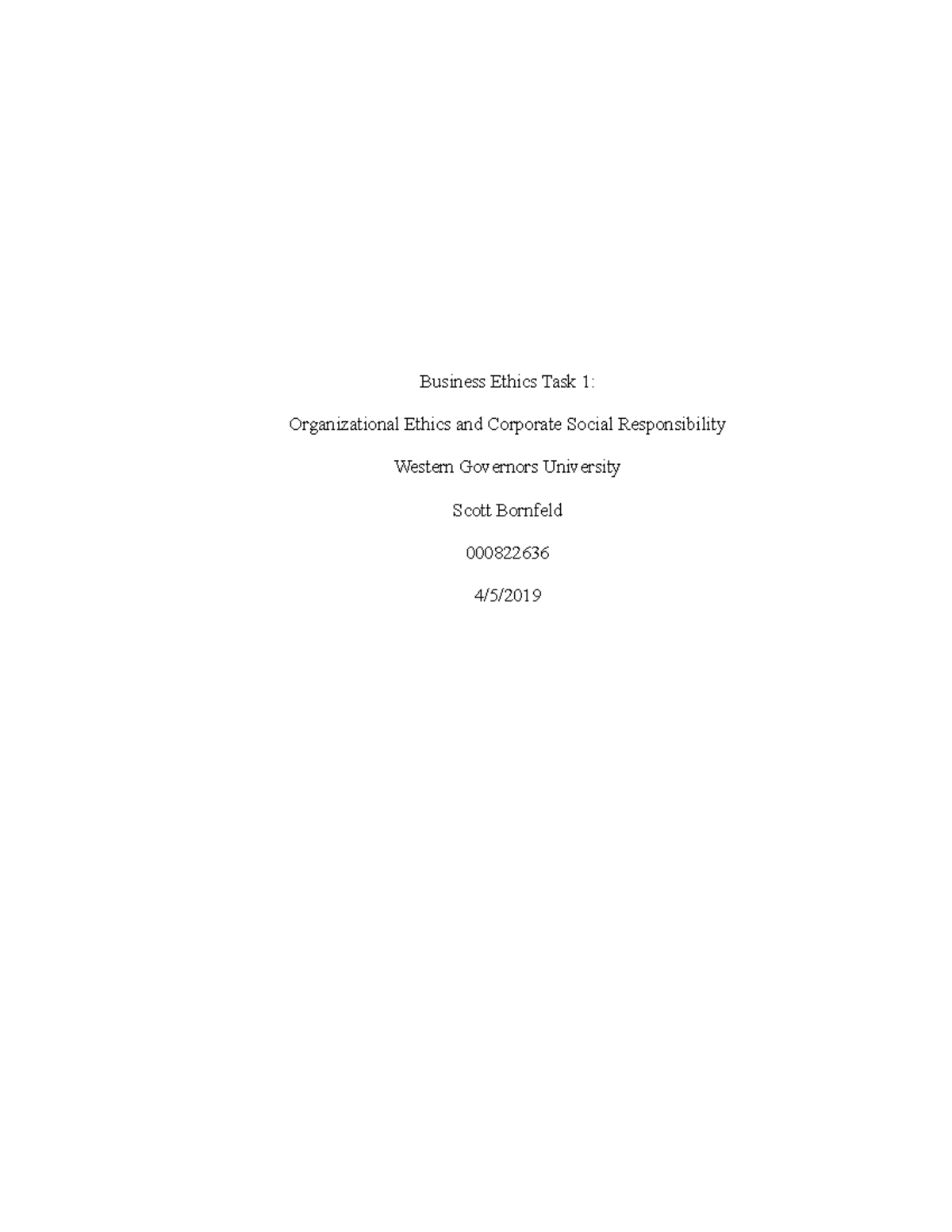 C717 task 1 - Completed task one of business ethics. - Business Ethics ...