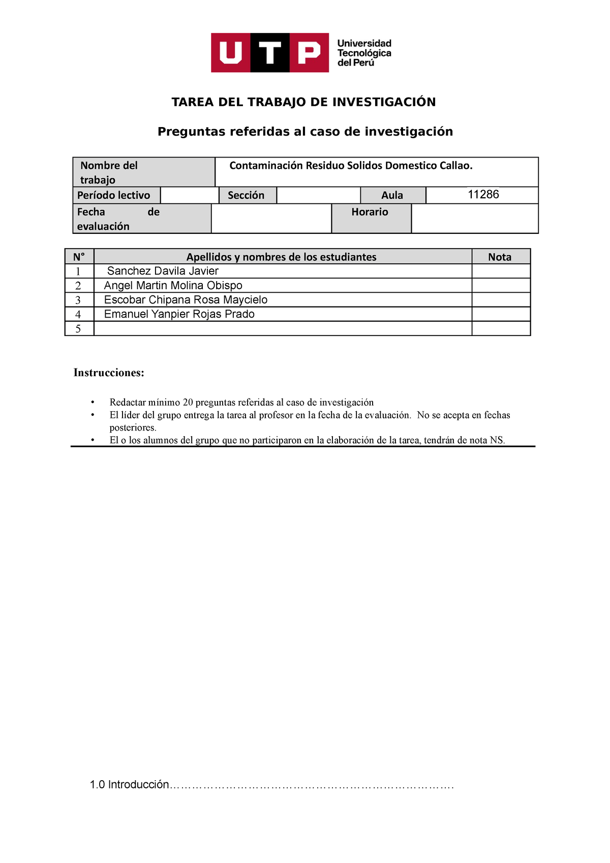 Modelo De Preguntas De Investigación Semana 3 S 1 - TAREA DEL TRABAJO ...