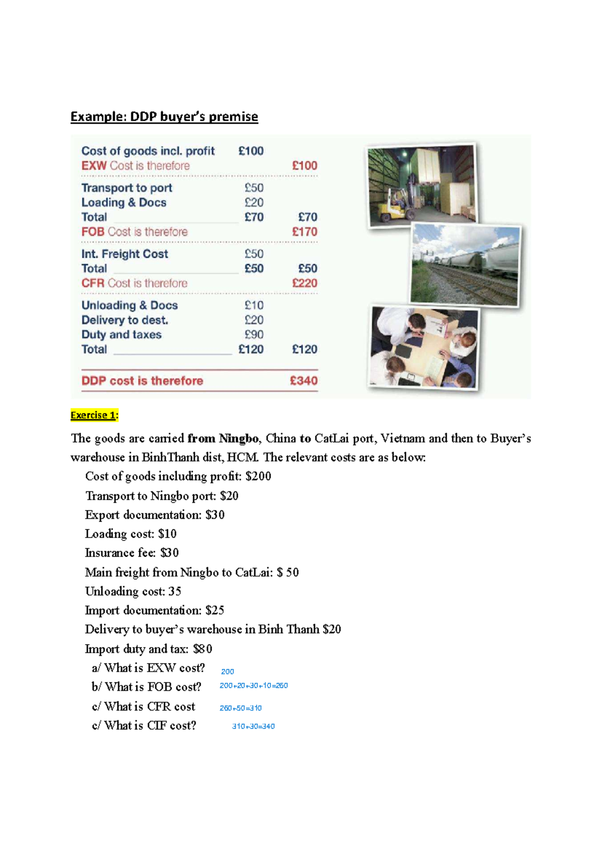 Exercise Incoterms - ccooso lên - Example: DDP buyer’s premise Exercise ...