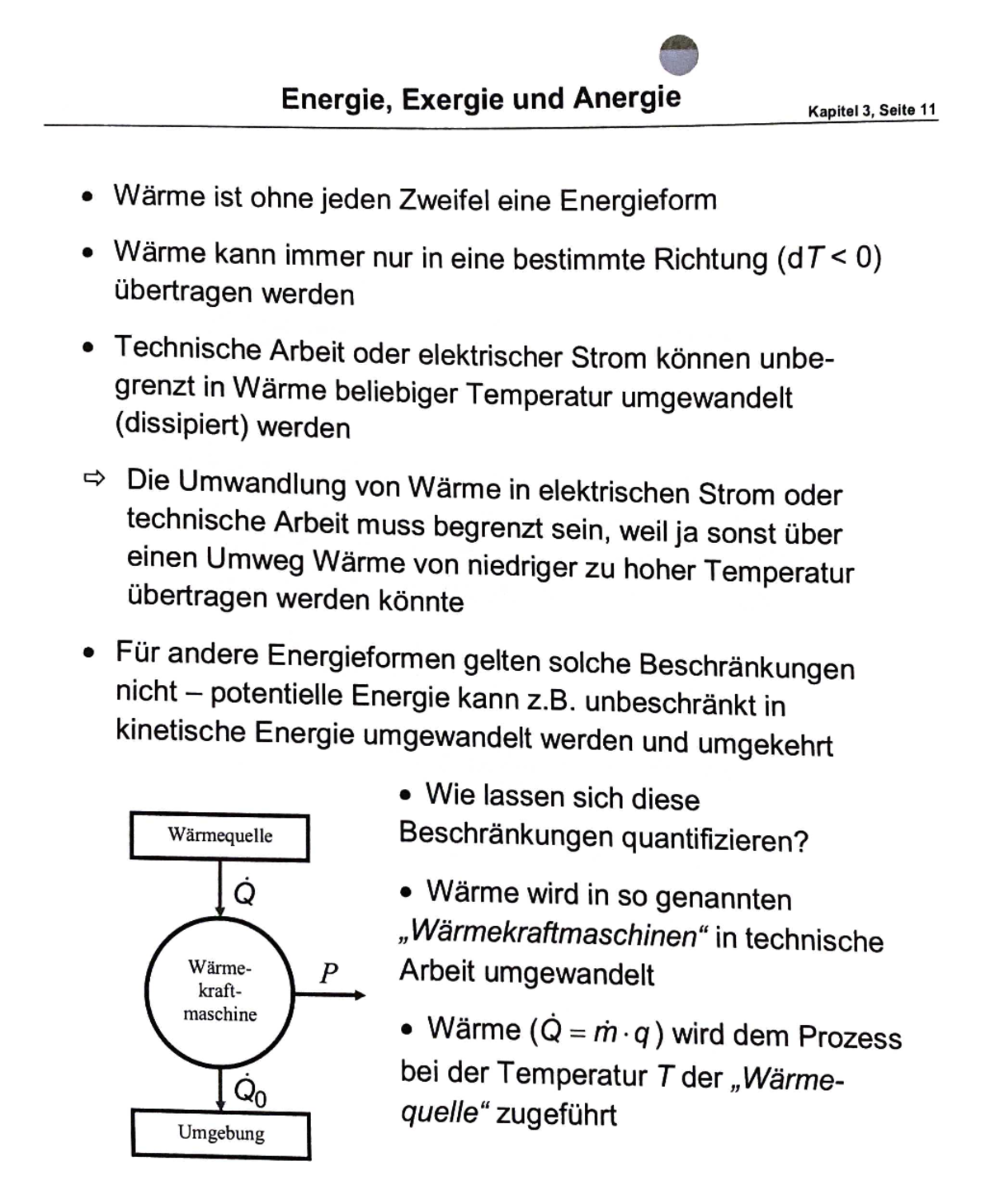 Einführung Exergie/Anergie – Energie- und Stofftransport in der ...