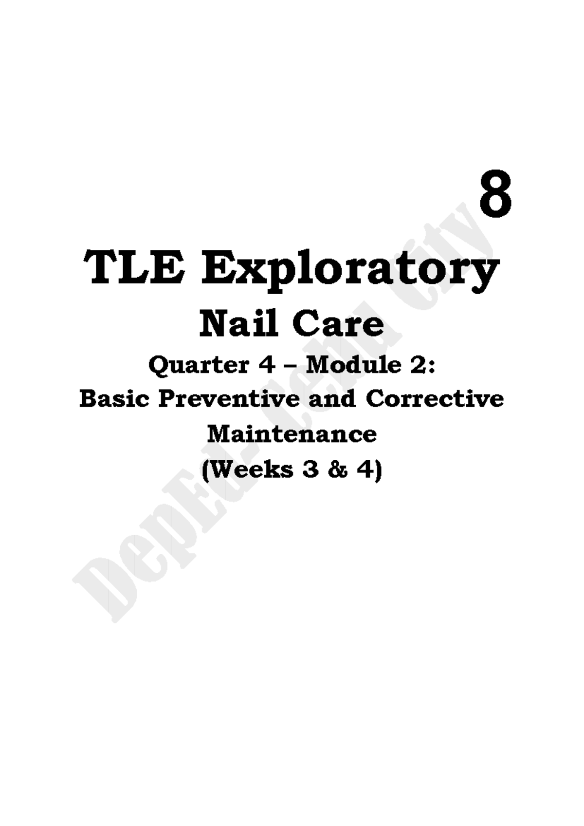 TLE Nailcare 8 Module2 (2) 8 TLE Exploratory Nail Care Quarter 4