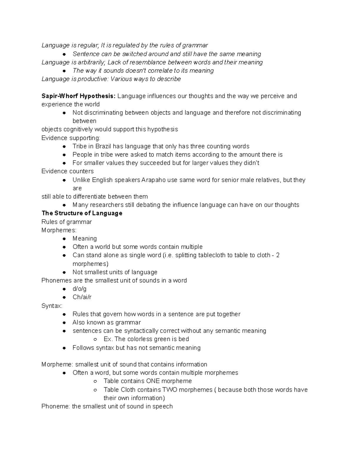 Language Of Psychology Notes Language Is Regular It Is Regulated By 