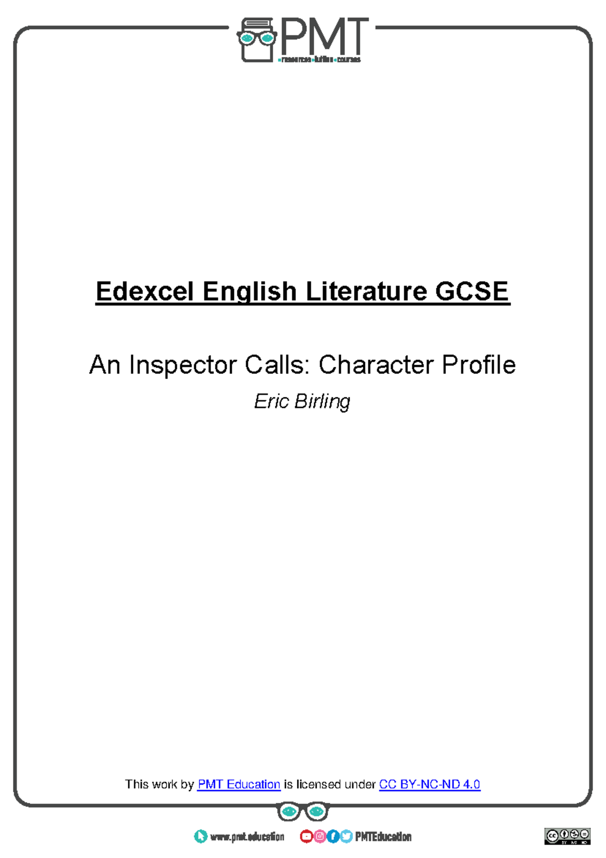 Eric Birling Character Profile - Bit/pmt-edu-cc Bit/pmt-cc Edexcel ...