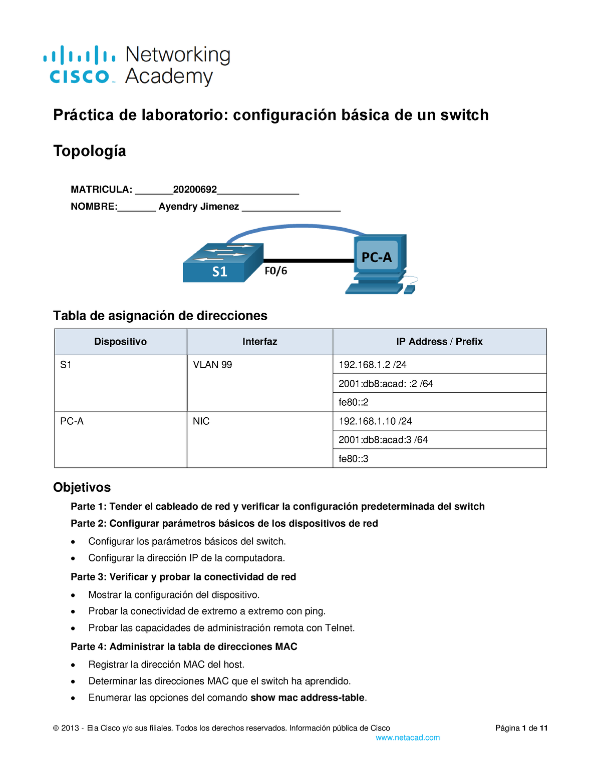 Configuracion Basica De Un Switch - © 2013 - 日a Cisco Y/o Sus Filiales ...